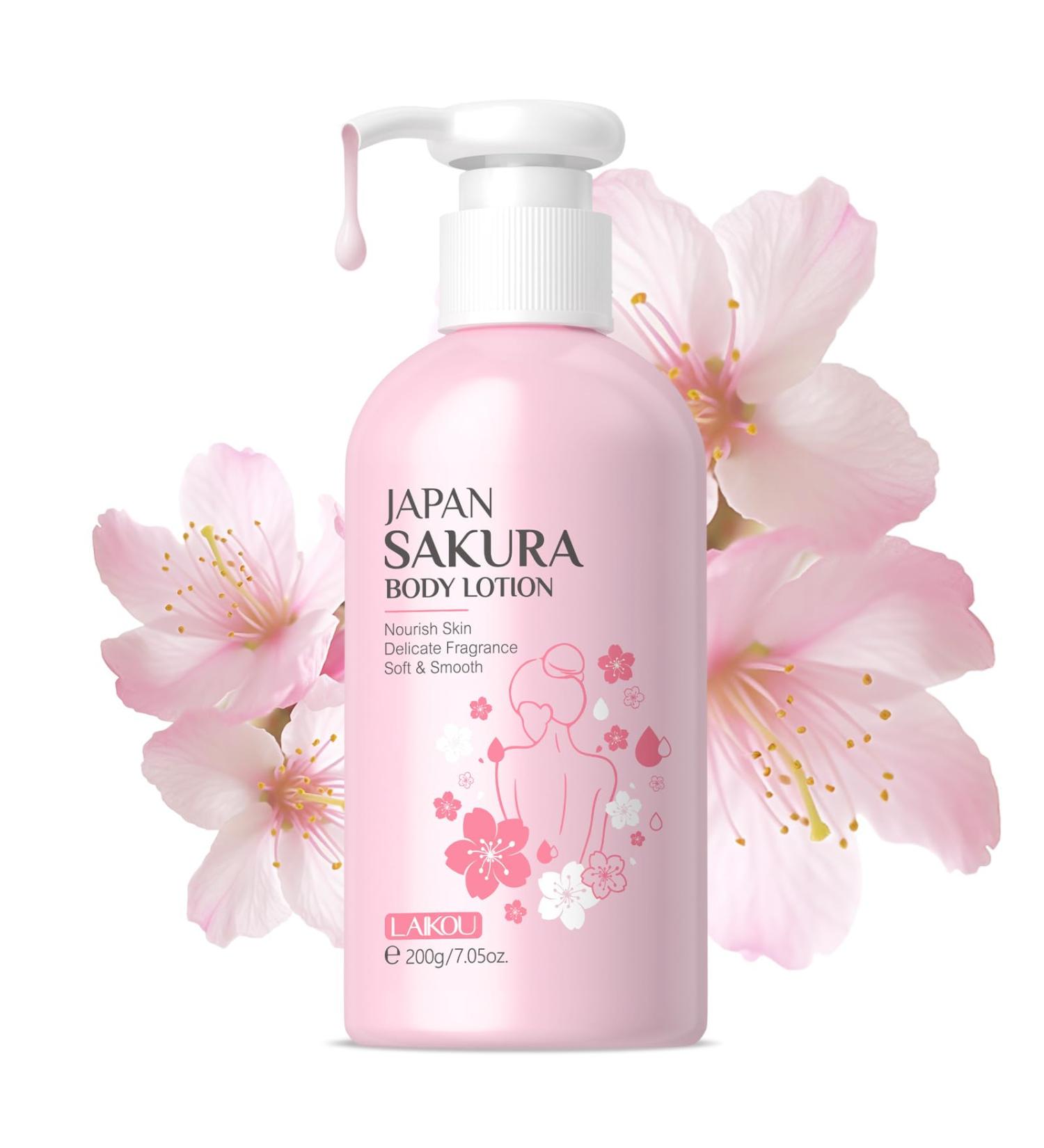 BSMKCL Luxury Firming Body Lotion for Women Extra Dry Skin Repair - Hydrating Nourishing JAPAN SAKURA Glowing Moisturizer Cream with Niacinamide & Vitamin C Non-Sticky & Fast Absorbing Silky 200ml - Buy Online on GoSupps.com