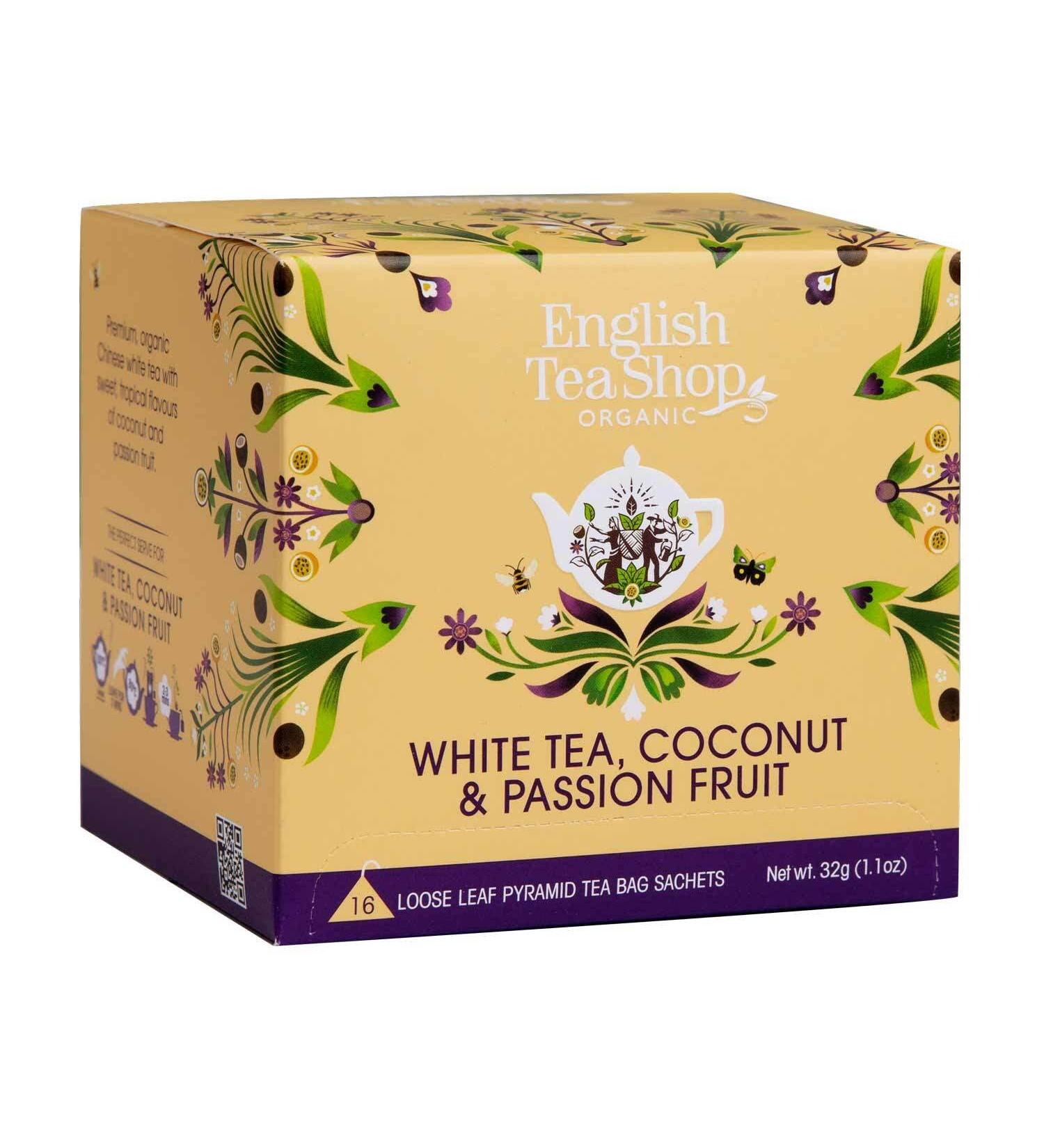 ETS - White Tea Coconut & Passion Fruit ORGANIC 16 pyramid bags in paper box