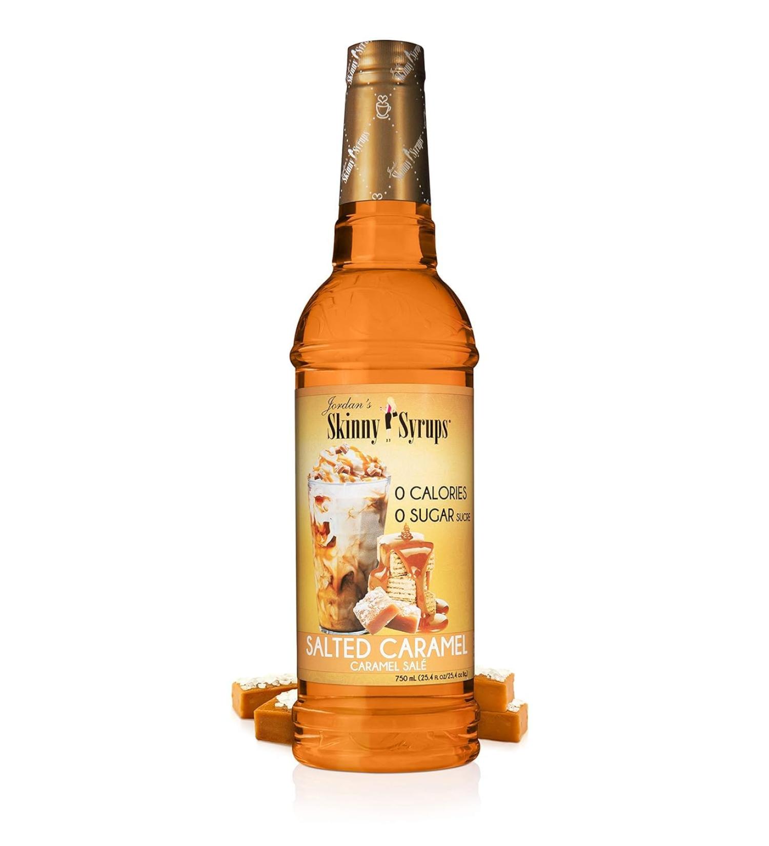 Jordan's Skinny Syrups Salted Caramel Sugar-Free Flavoring Syrup - 750ml (25.4 Ounce) Bottle - Zero Calorie Keto Friendly - Buy Online on GoSupps.com