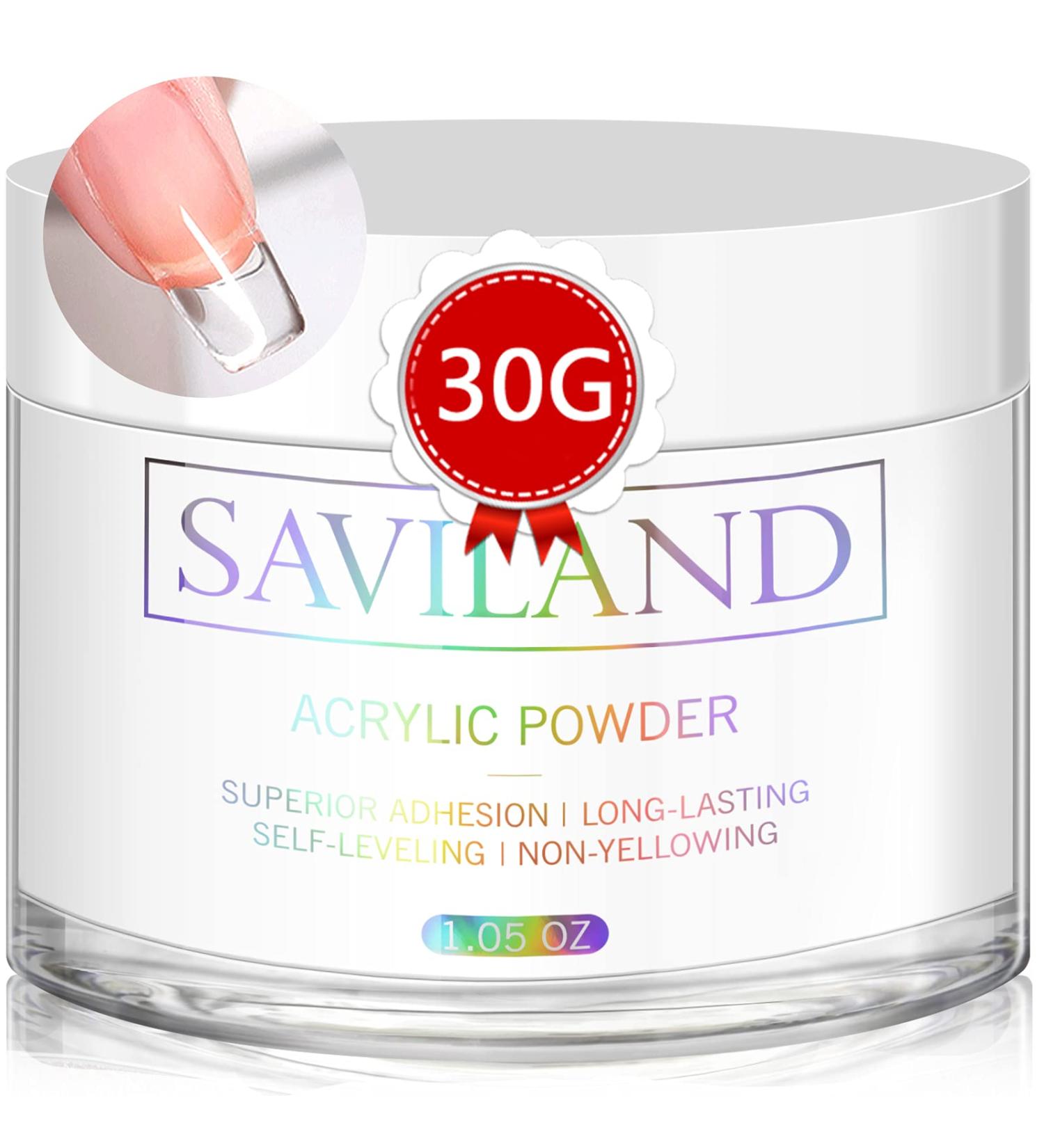 Saviland 30g Clear Acrylic Powder for Professional Nail Extension and 3D Art - No Lamp Needed - Buy Online on GoSupps.com