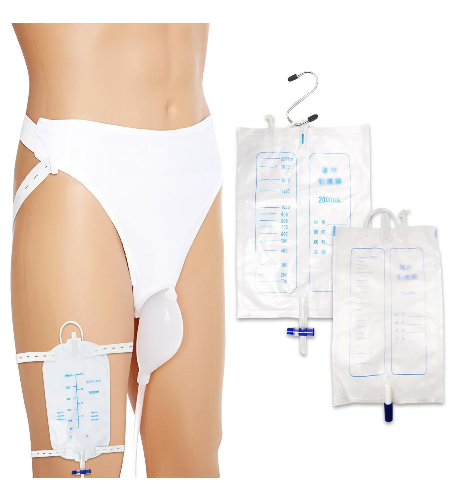 Wearable Urinal for Men - Reusable Portable Silicone Urinals with 2000ml 1000ml & 500ml Leg Bags | Ideal Urinary Drainage System for Elderly & Bedridden Patients - Buy Online on GoSupps.com