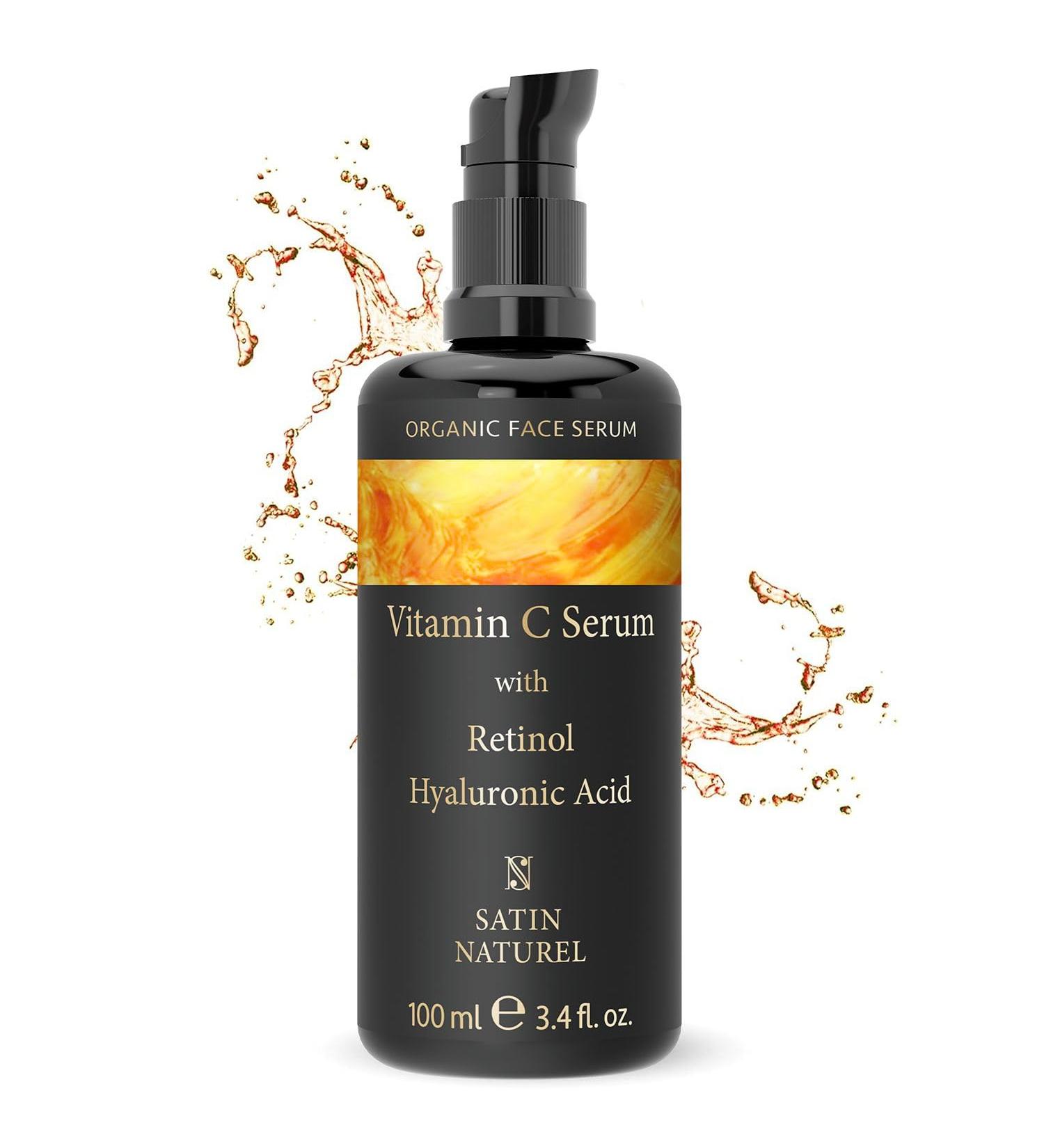 High-Dosed Vitamin C + Hyaluron + Retinol Serum 100ml - Bio Aloe Vera Vegan Anti-Dark Spots & Circles - Suitable for All Skin Types - Buy Online on GoSupps.com