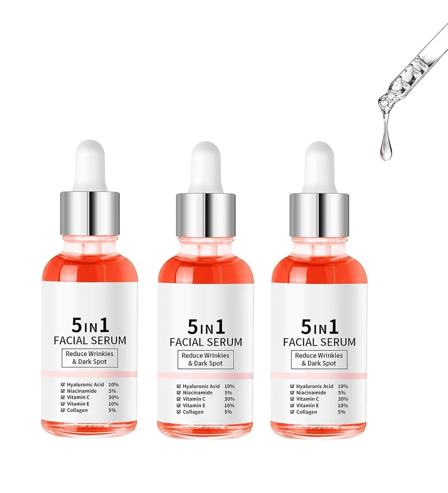 S rum visage 5 en 1 huile visage vitamin e s rum anti- ge 5 en 1 anti-rides et raffermissant claircit les taches brunes hydrate et nourrit convient tous les types de peau - Buy Online on GoSupps.com
