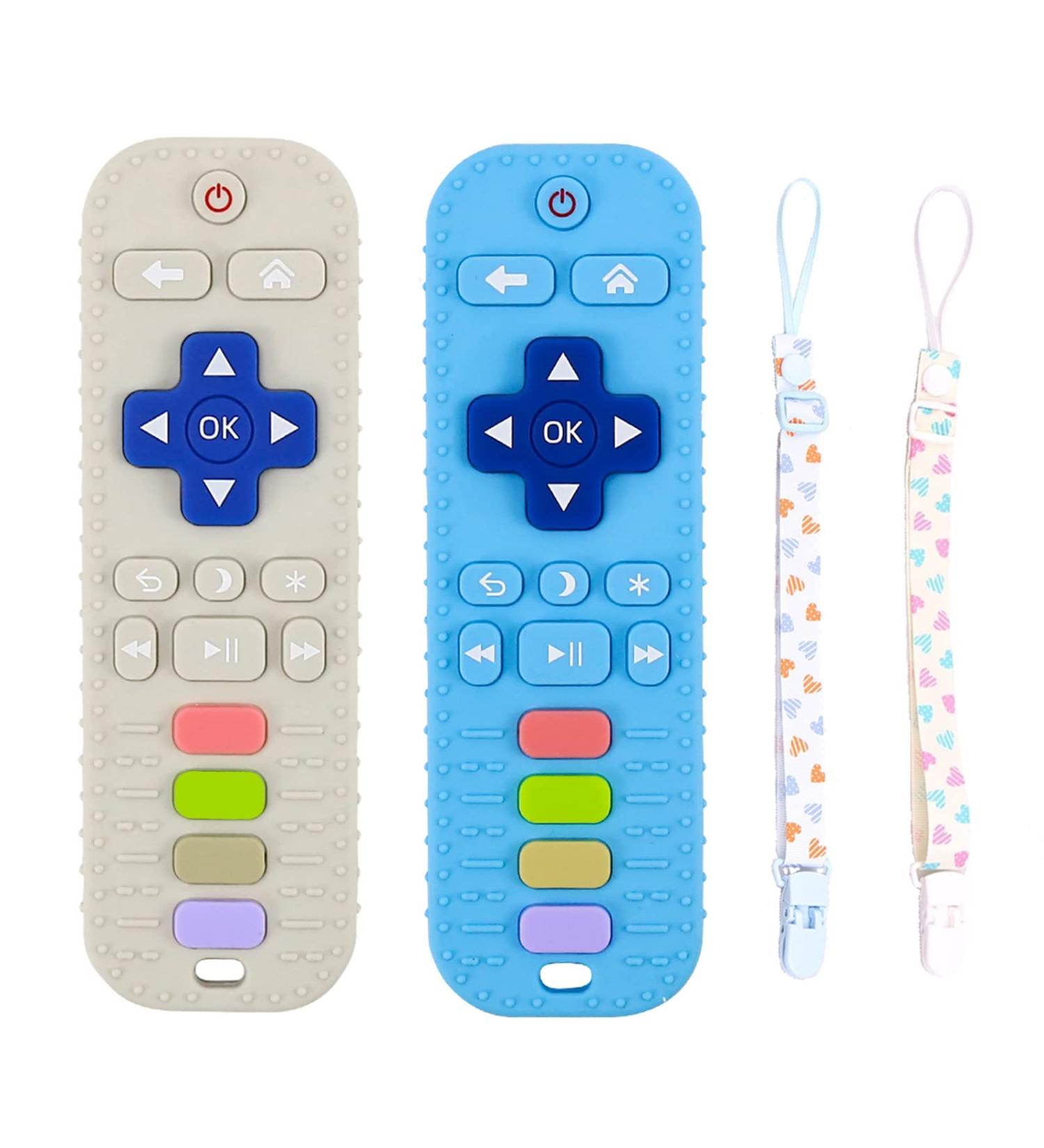 2-Pack Baby Teething Toys for Babies 6-12 Months - BPA Free Silicone Chew Toys for Teething Itchy Relief (White+Blue/Grey+Blue) - Buy Online on GoSupps.com