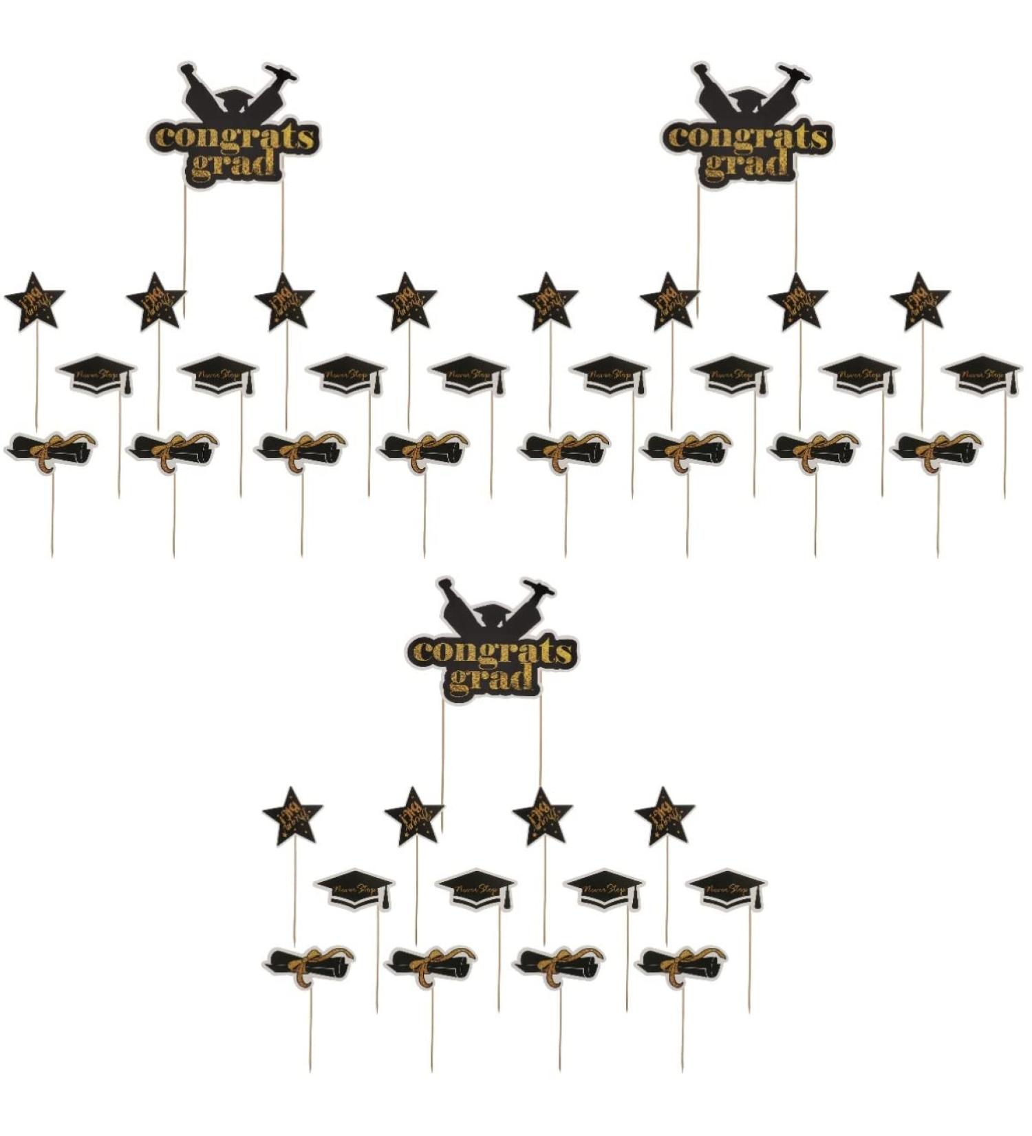 Gadpiparty 39 Pcs Insert Card College Graduation Elementary School Graduation Cake Picks Mousse Decorations Balloons Paper Cups Present Decorations Fruitcake Cake Insert Topper Cake Topper Blackx3pcs 20X14.5X0.1CMx3pcs - Buy Online on GoSupps.com