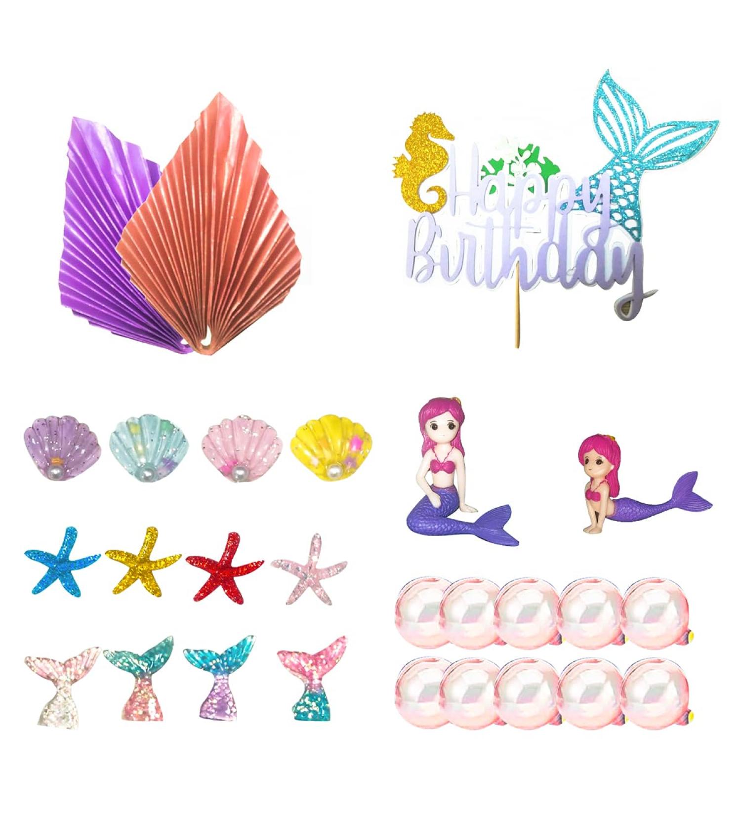 ANCLLO 26PCS mermaid cake topper under the sea mermaid cake topper Ocean Theme Cake Topper Cake Decoration - Buy Online on GoSupps.com