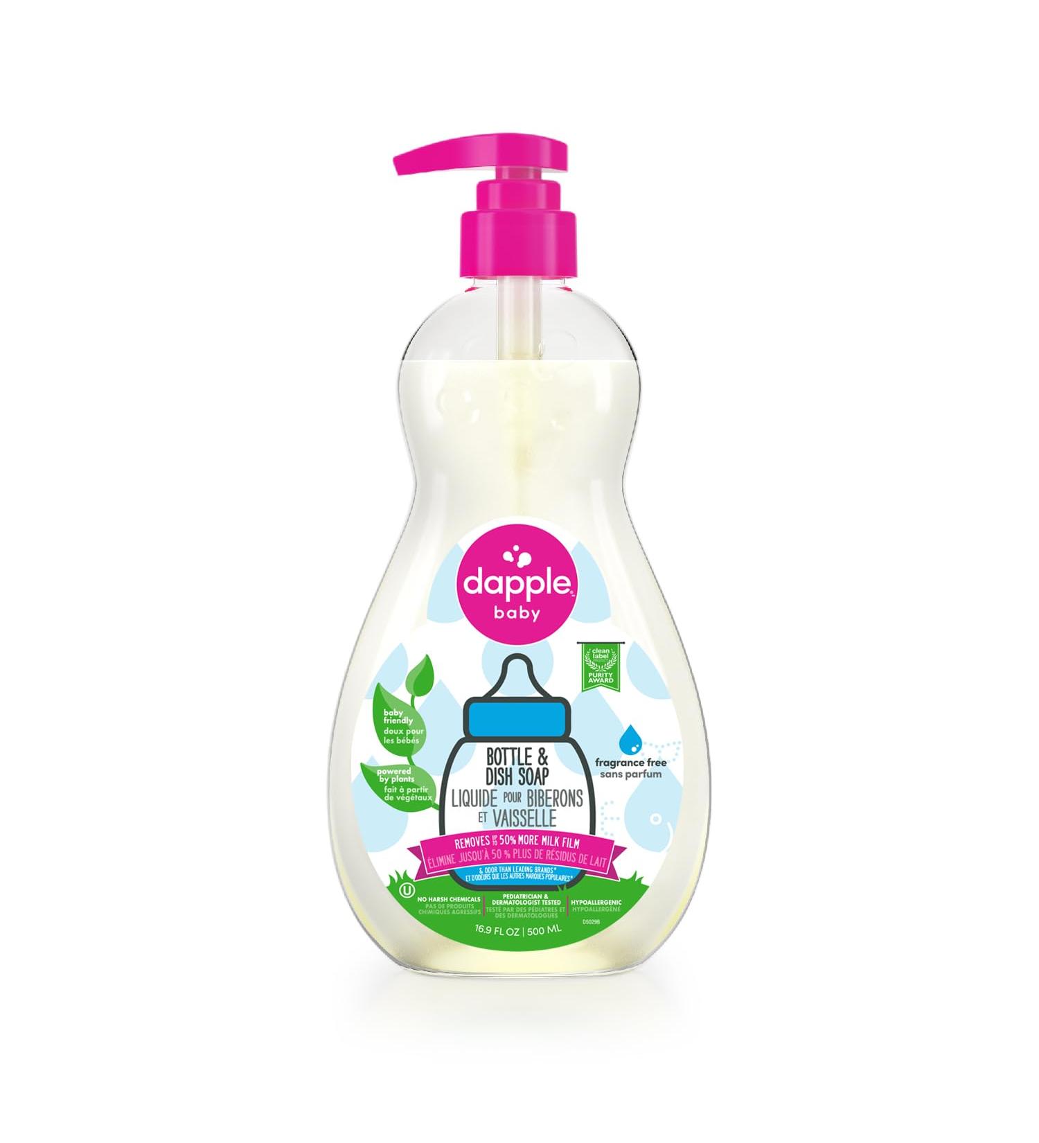Dapple Baby - Bottle & Dish Soap Plant Based Bottle Cleaner Baby Safe Liquid Dish Soap Fragrance Free Scented - While 500 ml (Pack of 1) Fragrance Free 500ML - Buy Online on GoSupps.com