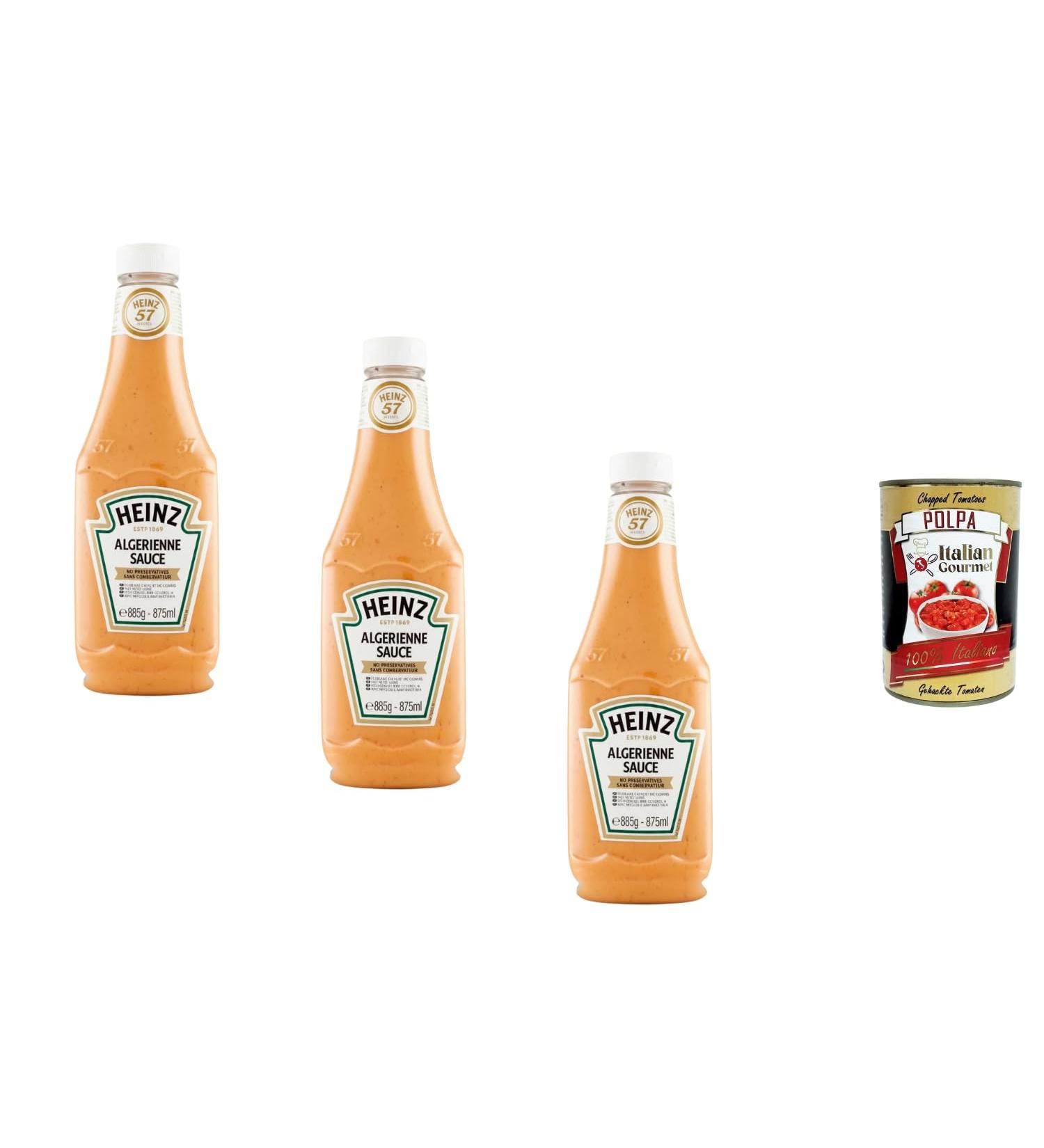 Italian Gourmet E.R. Italian Gourmet Algerian Sauce Premium spicy and creamy sauce for hamburgers fries wraps barbecue & BBQ sauce and dressing 3 x 885g packs + Italian Gourmet Polpa