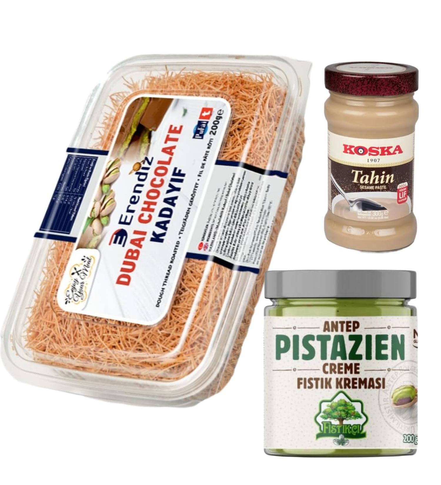  Generisch Pufai roasted kaday f for Dubai chocolate ready-to-use grilled kaday f angel hair strand dough Kataifi 200 grams with pistachio cream 200 grams 300 grams of tahini - Buy Online on GoSupps.com