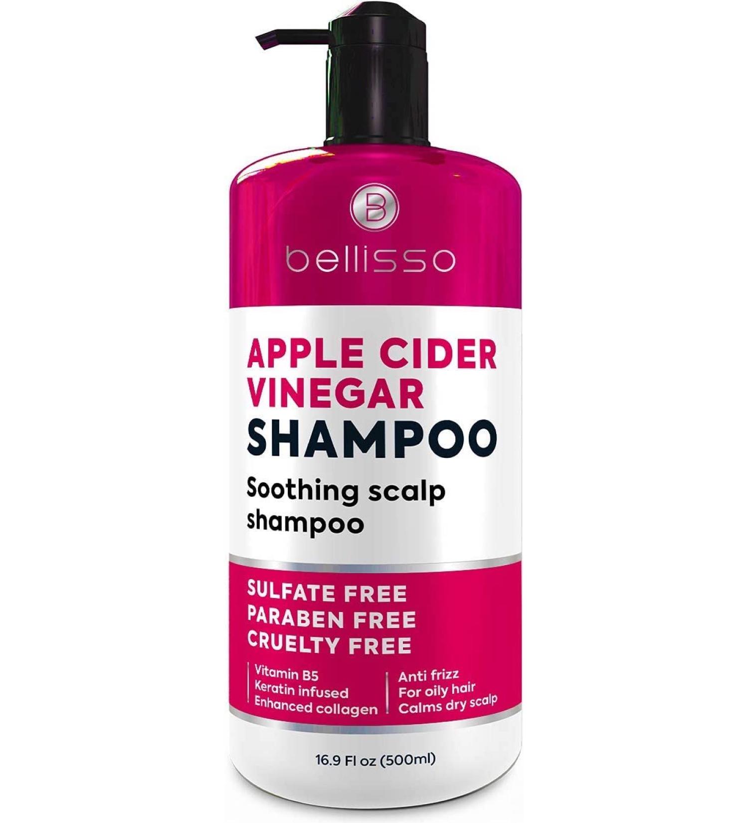 BELLISSO Apple Cider Vinegar Shampoo - Sulfate and Paraben Free Anti Dandruff Treatment for Women and Men - Deeply Moisturizing Formula for Dry Scalp and Oily Hair - Buy Online on GoSupps.com