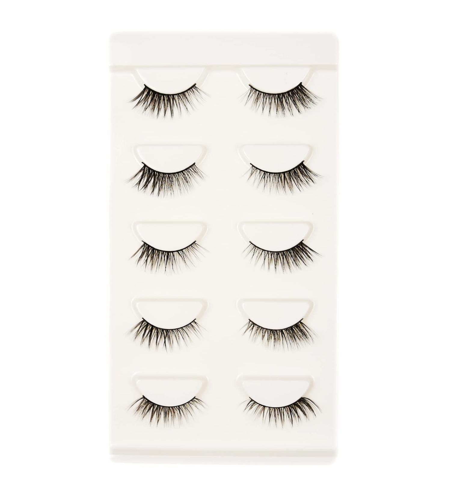 Vivis 3D Half False Corner Eyelashes Fuax Mink Wispy Natural Black Fake Cat Eye Soft Clear Band Volume Lashes 5 Pairs - 302