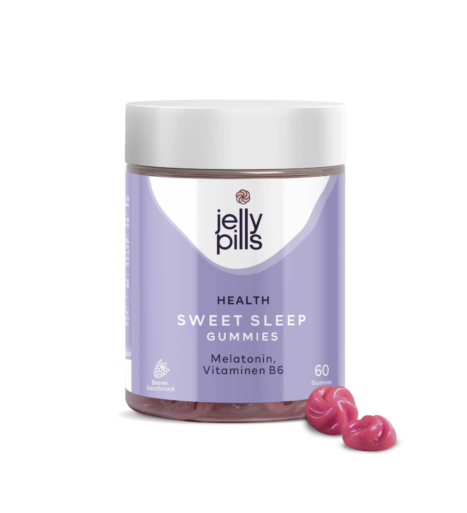 Jelly Pills Sleep Melatonin Gummies - Vegan Sugar-Free High-Dose with Vitamin B6 - 60 Blackberry Flavor Gummies - Natural Sleep Aid Alternative - Buy Online on GoSupps.com