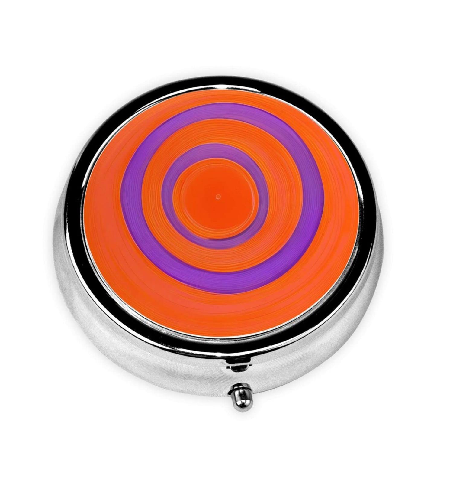Orange Circle Round Pill Box Organizer - 3 Compartments for Travel & Daily Use - Portable Pill Case for Purse or Pocket - Buy Online on GoSupps.com