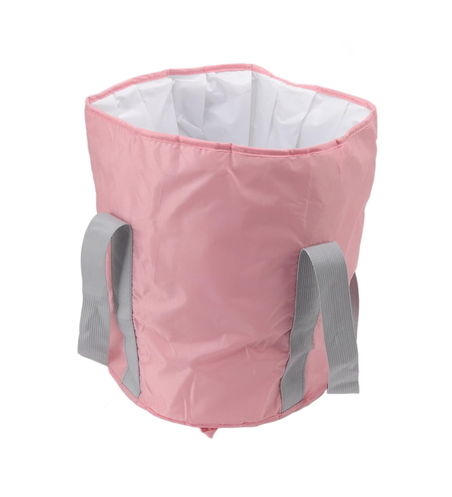 Foldable Foot Tub Polyester Double Layer Collapsible Camping Bucket with Storage Bag for Outdoor (Pink) - Buy Online on GoSupps.com