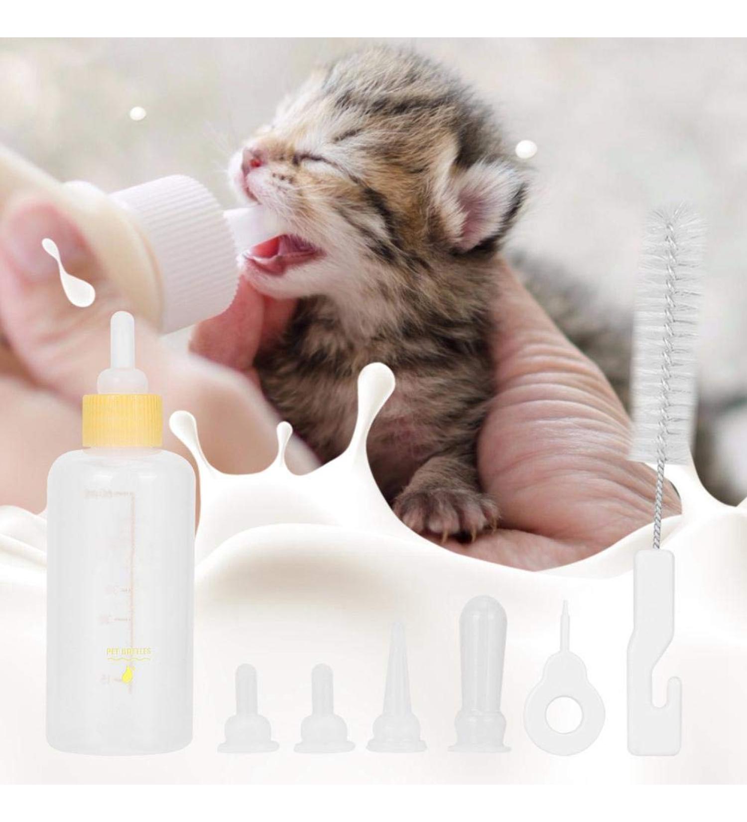 1 Set Pet Puppy Kitten Feeding Bottle Nurser Bottle Syringe Pacifier Newborn Pet Small Dog Cat Liquid Feeding Supplies 60ml with Replacement Nipples (Yellow) - Buy Online on GoSupps.com