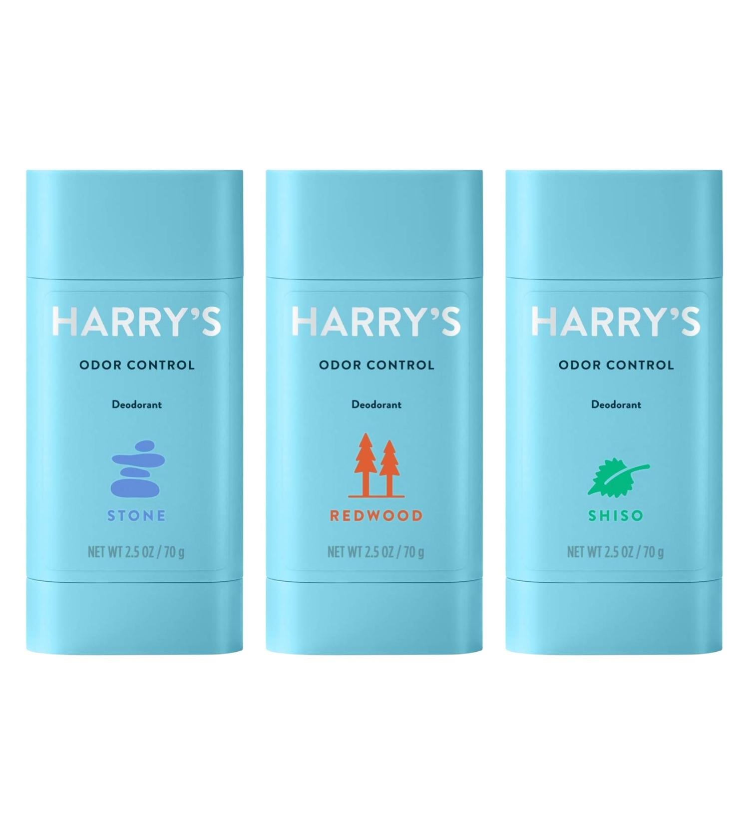 Harry's Men's Aluminum-Free Deodorant Variety Pack - 3 Count (Stone, Shiso, Redwood) - Odor Control - Buy Online on GoSupps.com