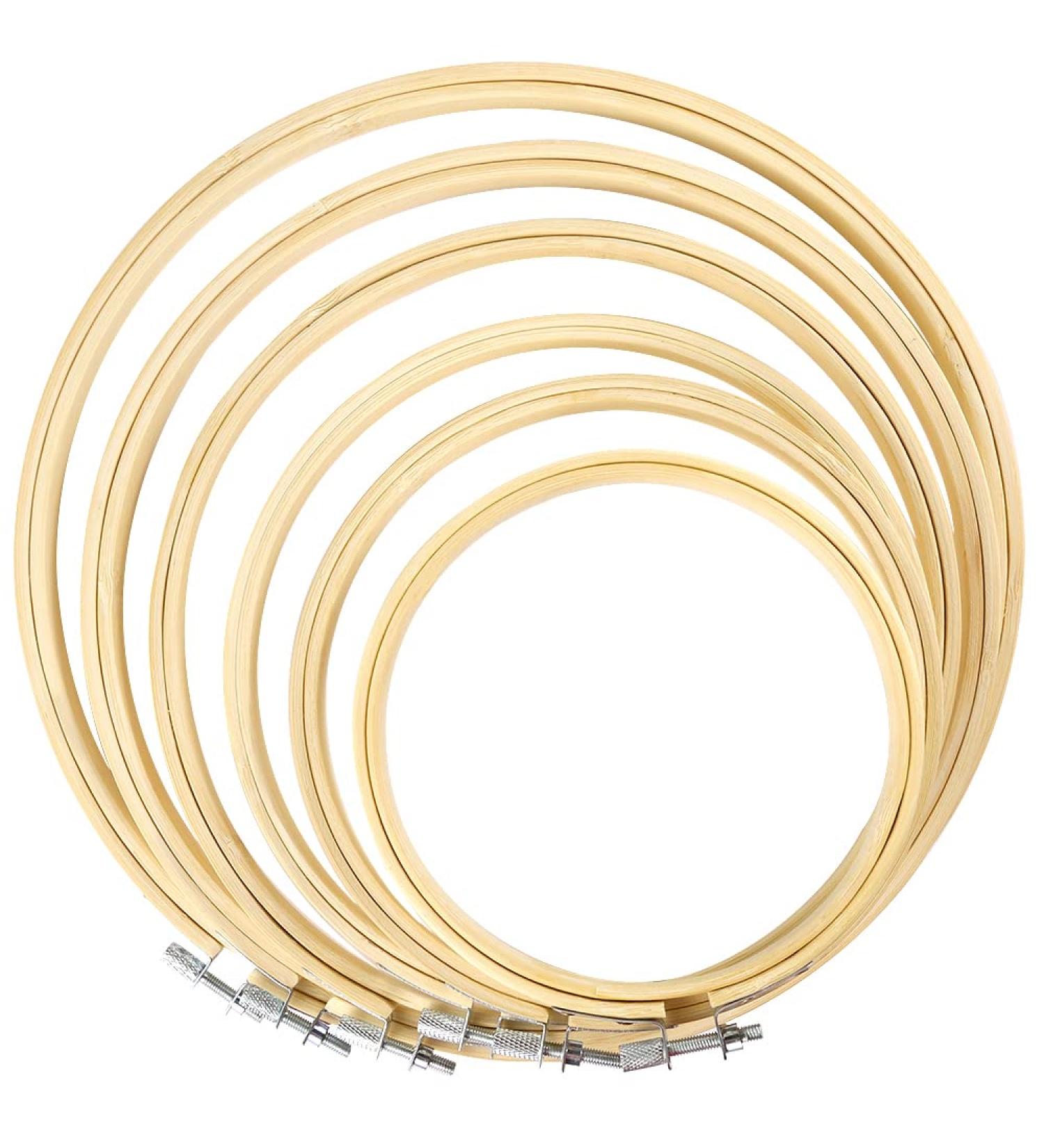 Caydo 6-Piece Bamboo Embroidery Hoop Set - 4 to 10 Inch Rings for Cross Stitch and Embroidery - Buy Online on GoSupps.com