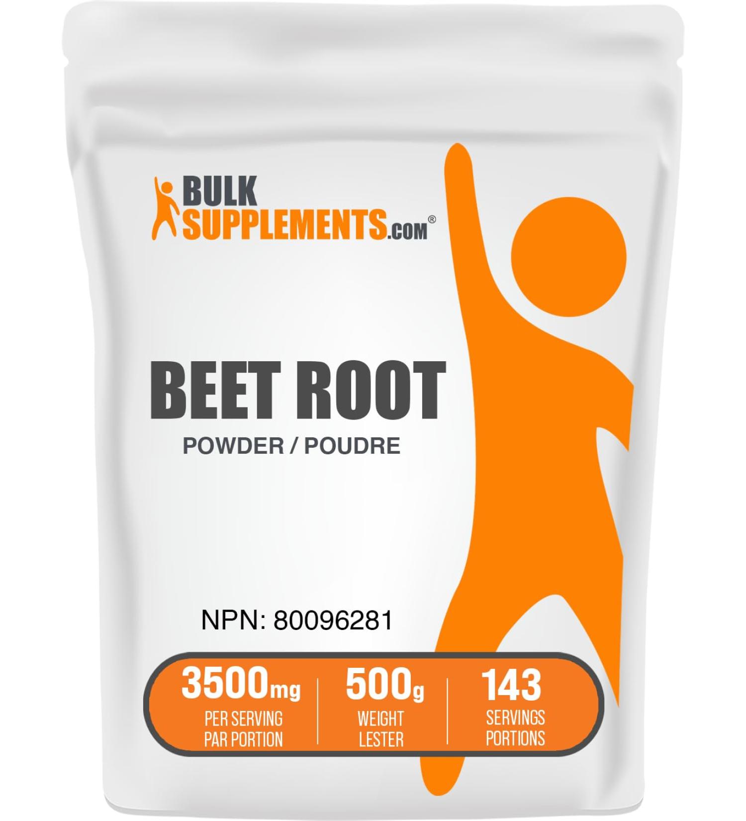 BulkSupplements.com Beet Root Powder - Beetroot Supplement Superfood Supplement - Vegan & Gluten Free - 3500mg per Serving 500g (1.1 lbs) (Pack of 1) - Buy Online on GoSupps.com