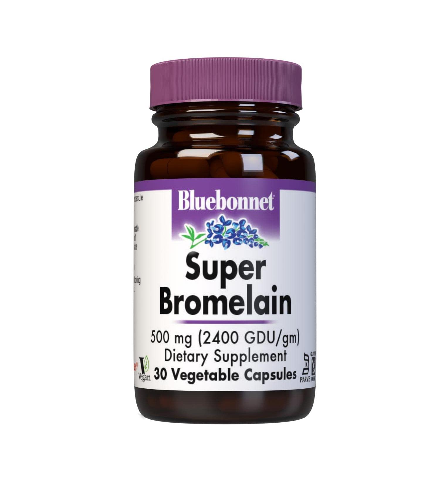 BlueBonnet Super Bromelain Vegetarian Capsules 500mg - 30 Count | Pineapple Enzyme Supplement - Buy Online on GoSupps.com