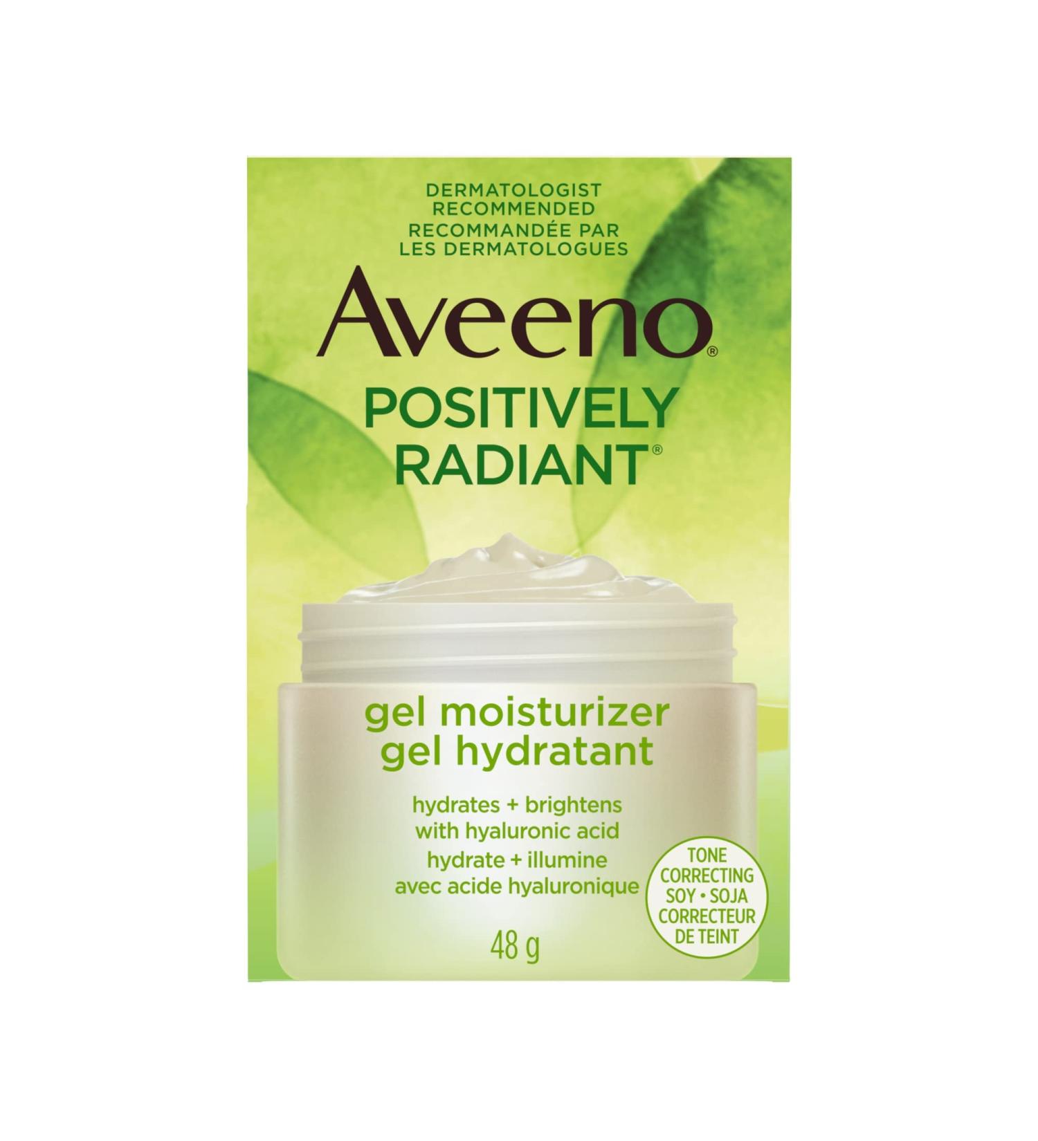 Aveeno Positively Radiant Gel Moisturizer - Dry Skin Lotion - Daily Face & Neck Cream - Hyaluronic Acid & Soy - 45 grams Day Cream - Gel - Buy Online on GoSupps.com