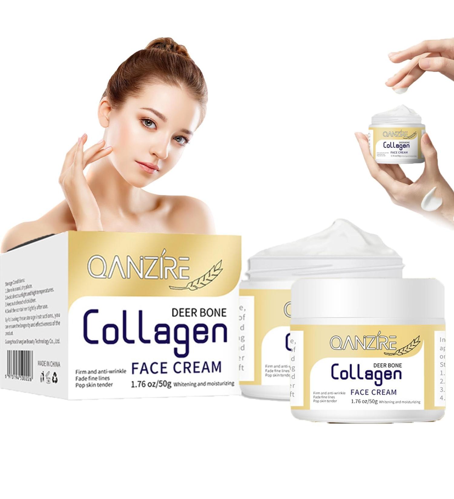 YLBHIEBFS 2 pieces Qanzire Deer Bone Collagen cream Qanzire Deer Bone Collagen face cream wrinkle removal antiwrinkle fading fine lines firming and lifting skin care - Buy Online on GoSupps.com