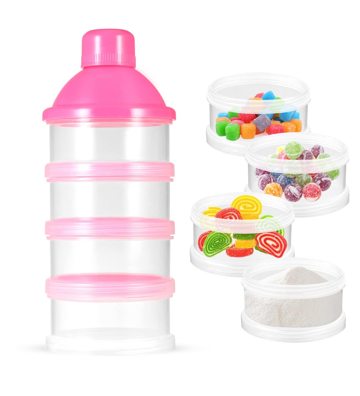 Milk Powder Dispenser Pots - BPA Free Formula Container for Travel & Outdoor Activities (Pink) - Buy Online on GoSupps.com
