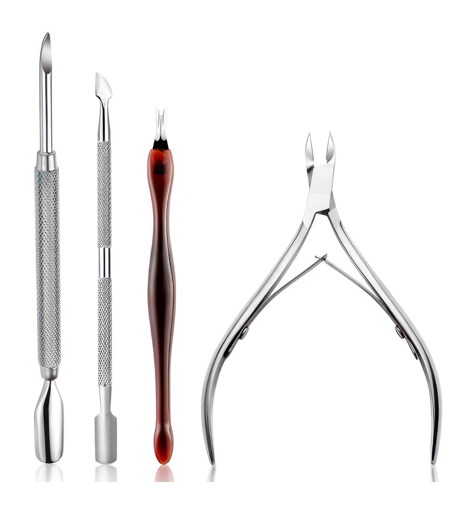 Bwetomk Cuticle Nipper Set Cuticle Cutter Trimmer and Cuticle Pusher Non-slip Handle Stainless Steel Nail Cuticle Scissors Clippers and Scraper Professional Manicure Pedicure Tool for Nail Art Spa - Buy Online on GoSupps.com