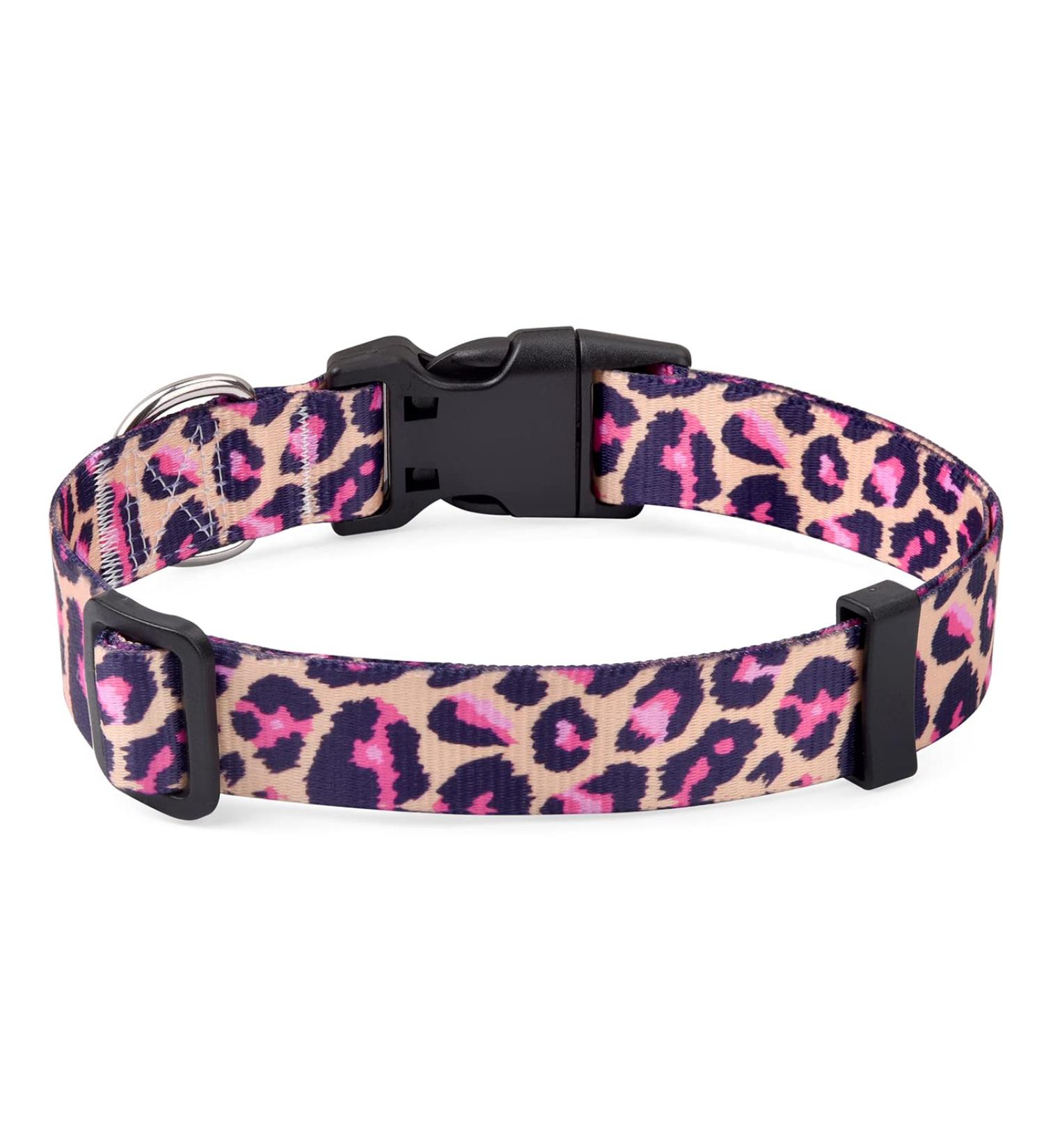 Mihqy Adjustable Dog Collar - Soft & Comfortable Bohemian Design for All Dog Sizes - Pink Leopard Pattern - Buy Online on GoSupps.com