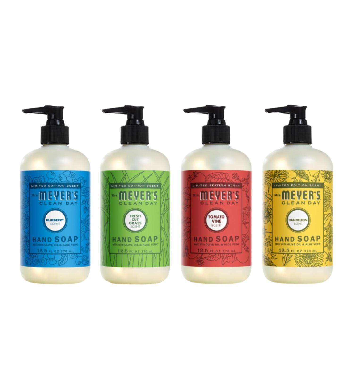 Mrs. MEYER'S Clean Day Liquid Hand Soap 12.5 FL OZ Each Fresh Cut Grass Tomato Vine Dandelion Blueberry 1 CT (Variety Pack) Blueberry + Fresh Cut Grass + Tomato Vine + Dandelion - Buy Online on GoSupps.com