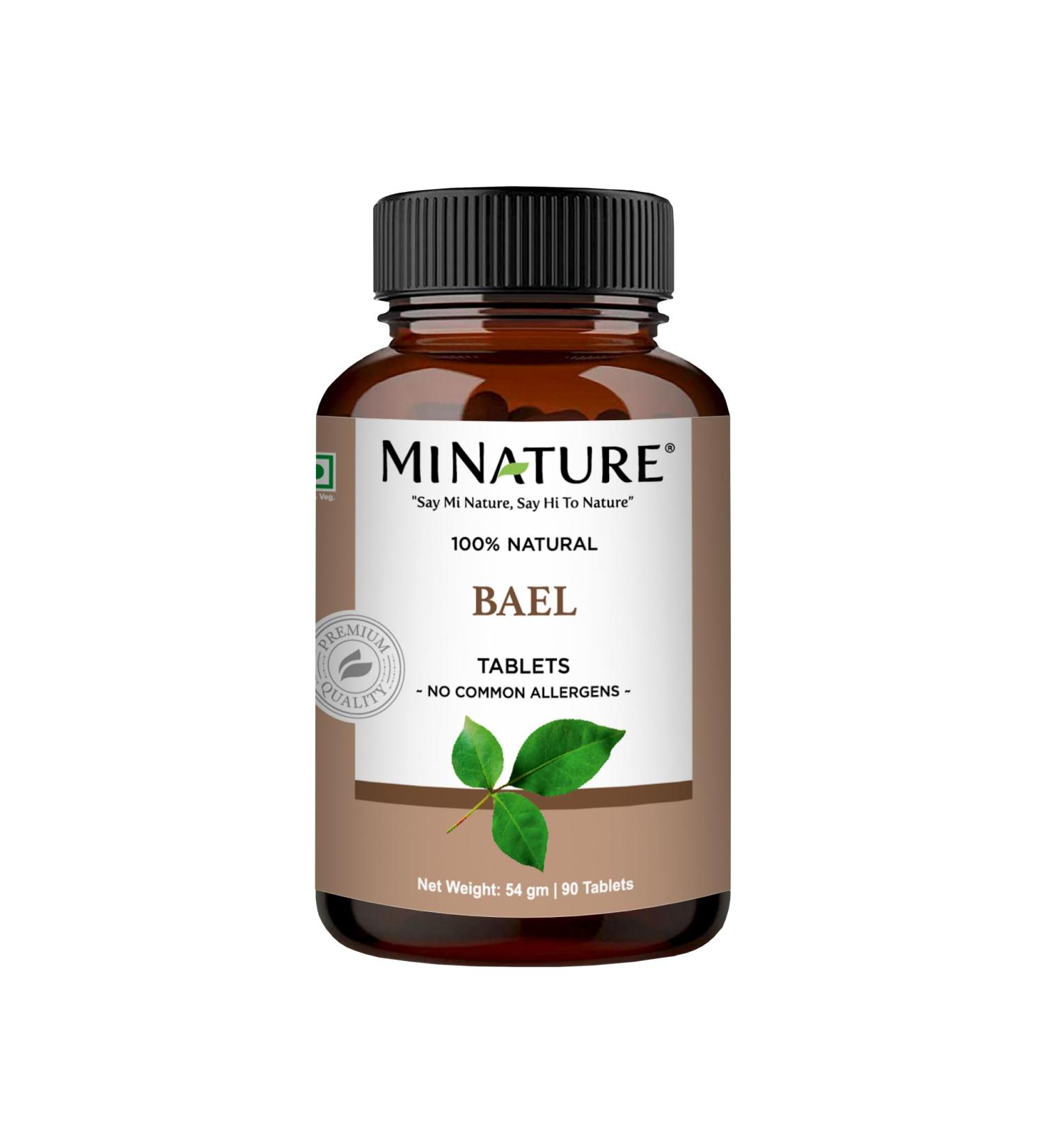 Bael Tablet by mi Nature | Bael Leaf (Aegle marmelos) Tablet | Pure & Natural Herb | Chemical & Free | Supplements | Vegan & Non-GMO |90 Tablets 45 Days Supply| Made in India - Buy Online on GoSupps.com
