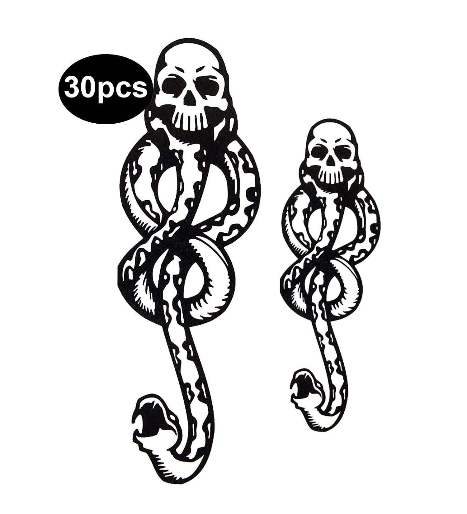 30 Death Eater Dark Mark Temporary Tattoos - Mamba Snake Skull Halloween Costume Accessory - Buy Online on GoSupps.com