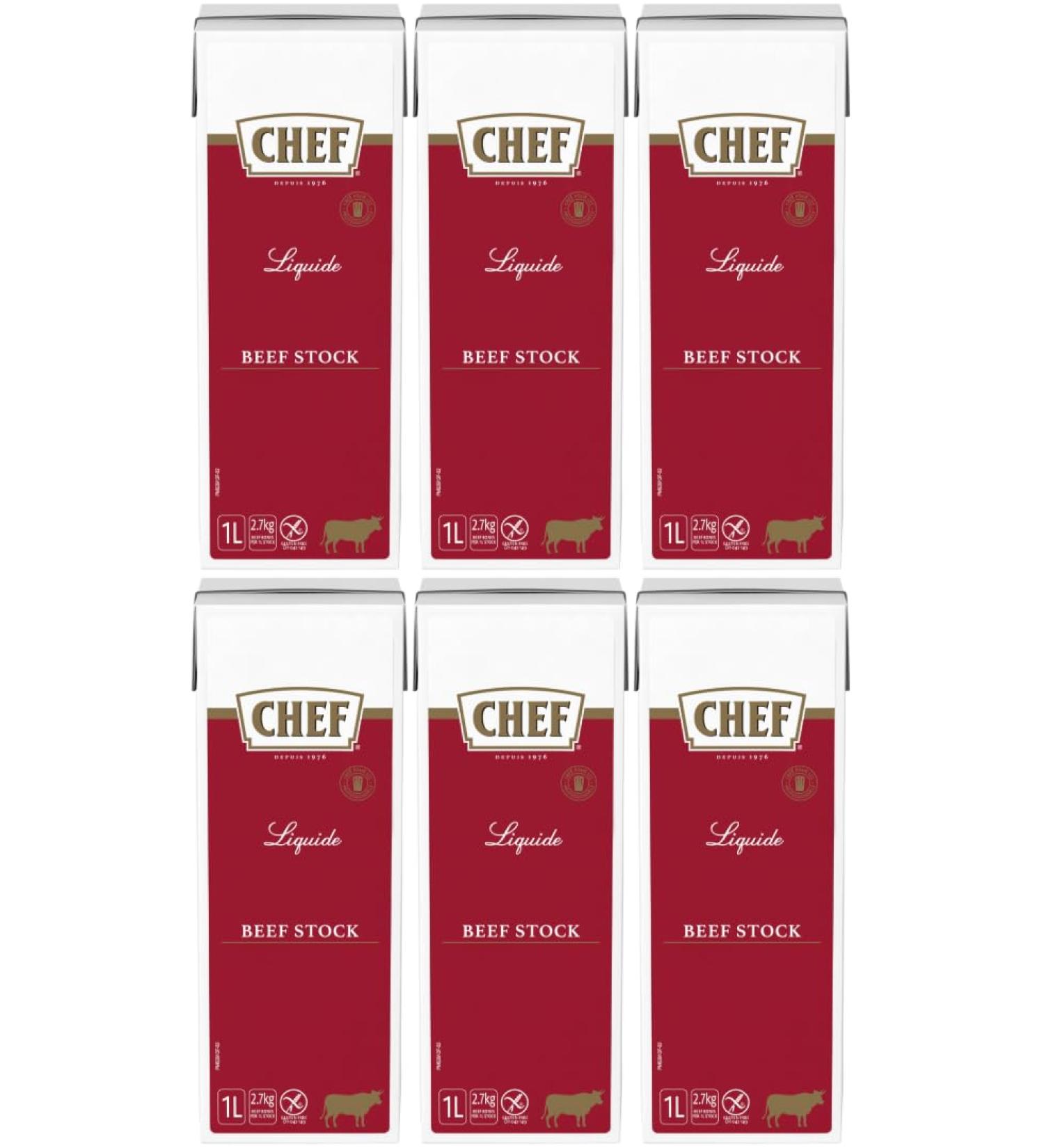 CHEF - All Natural BEEF Stock 1ltr - (Pack of 6)