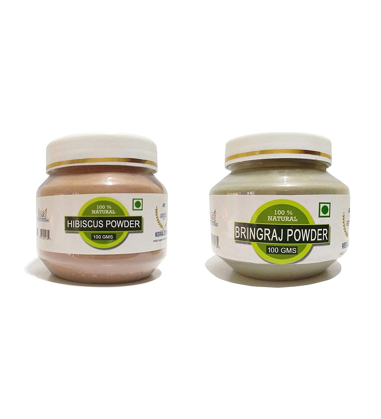  QURA QURA Raintech Organic Bhringraj Leaf Powder with Hibiscus Flower Powder for Hair Growth - 100% Natural Pure and Organic for Hair and Skin Care (Bhringraj Powder 100g & Hibiscus Powder 100g) - Buy Online on GoSupps.com