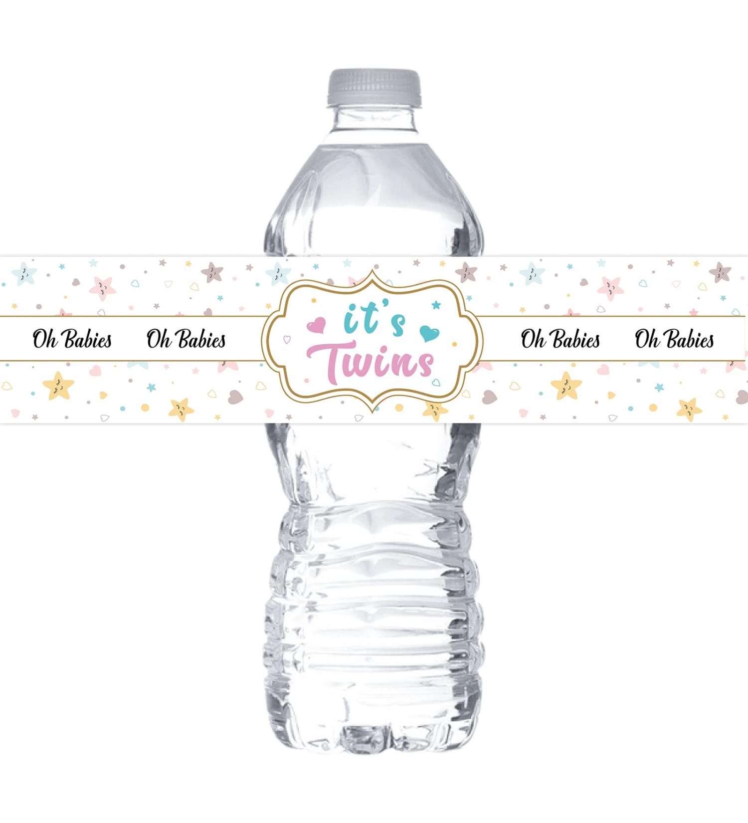 MonMon & Craft Twins Water Bottle Stickers - Baby Shower Party Supplies (Set of 32) - Buy Online on GoSupps.com