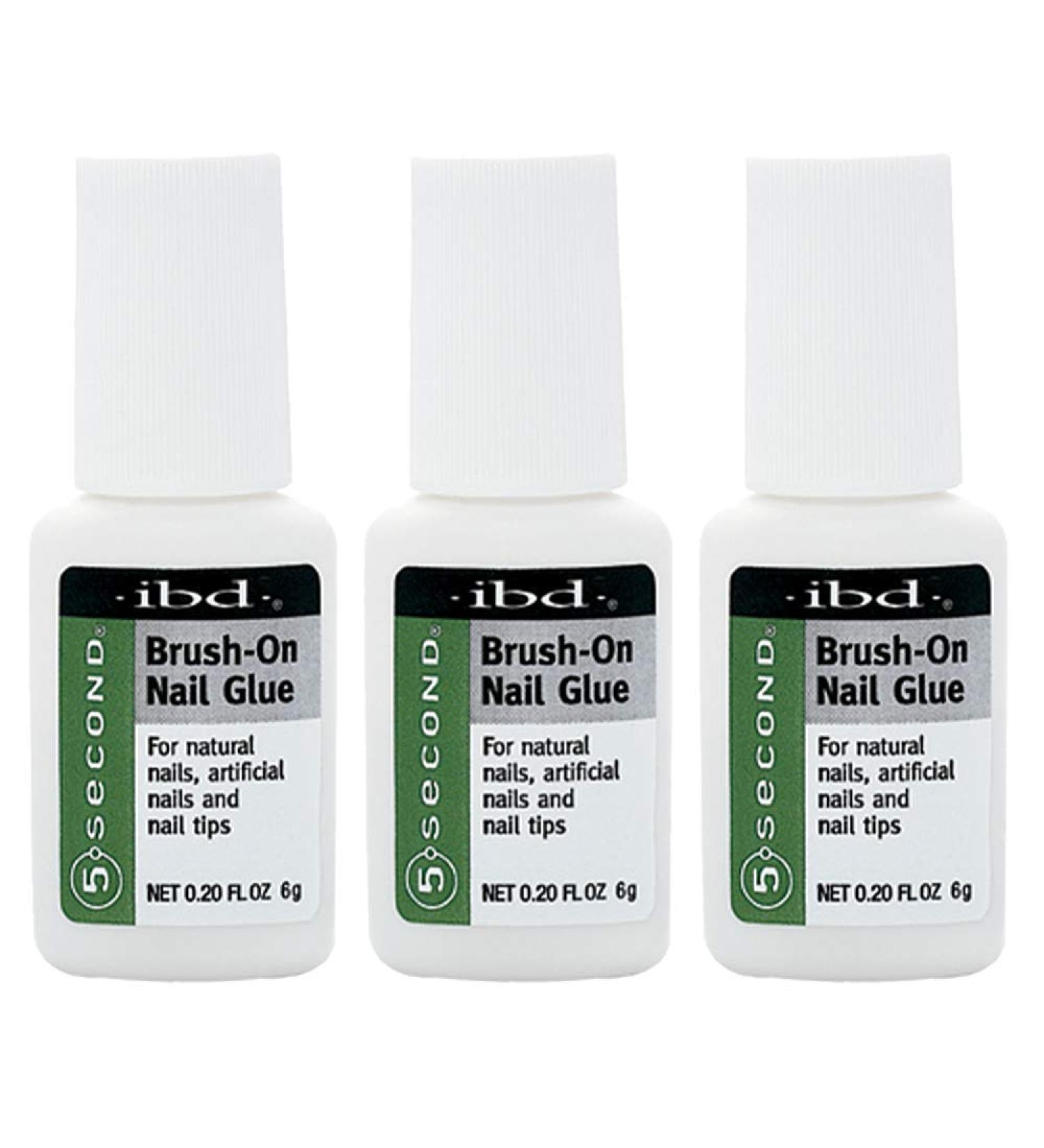 5 Second Brush-On Nail Glue 6g - For Nail Tips, Full Cover Nails, and Repairing Cracked/Split Natural Nails - 3-Pack 0.20 Fl Oz - Buy Online on GoSupps.com