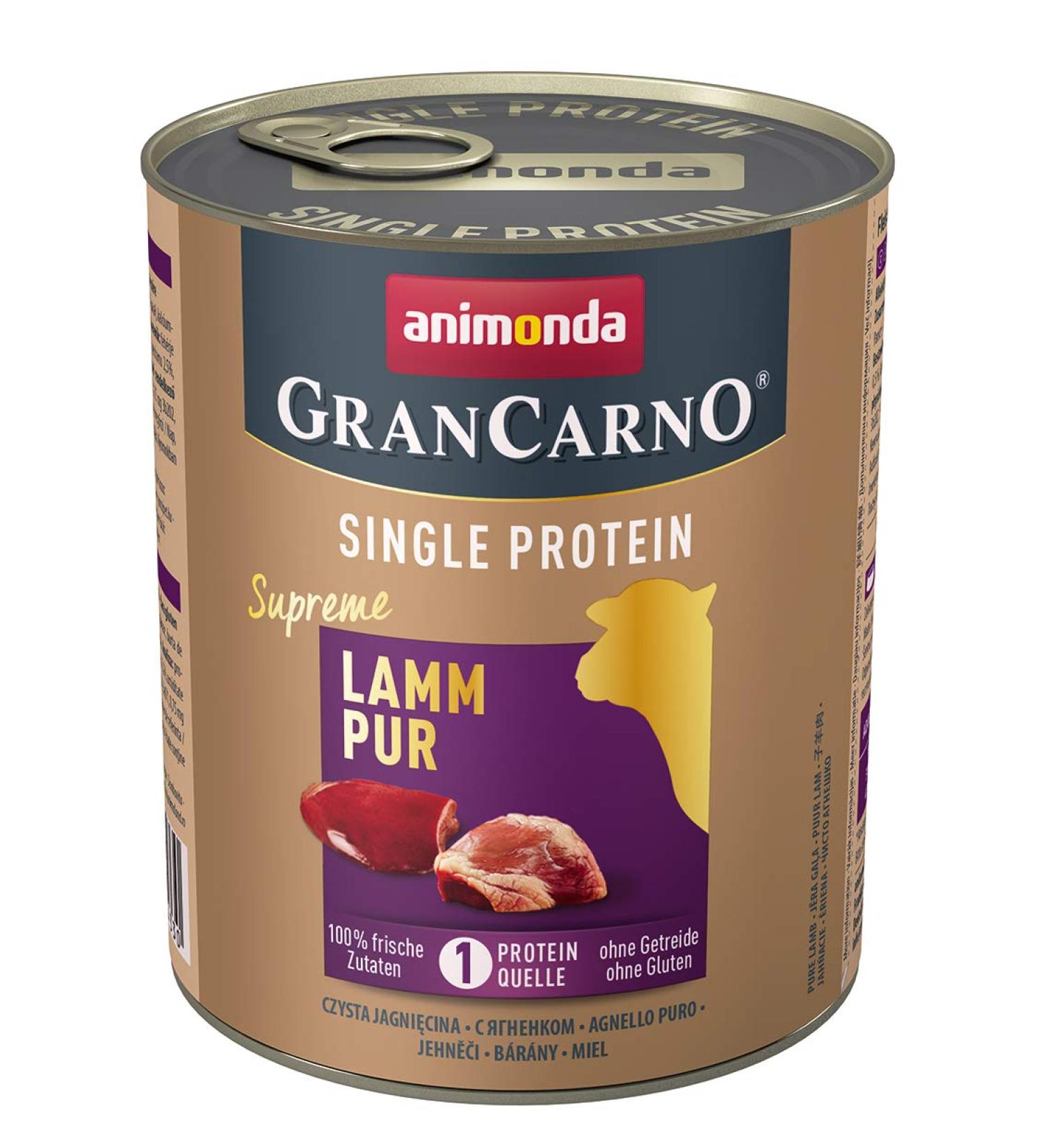 Animonda gran carno adult single protein dog food wet food for adult dogs lamb pure 6 x 800 g 6 Pack (6 x 0.8 kilograms) lamb pure 800 g (6 Pack)