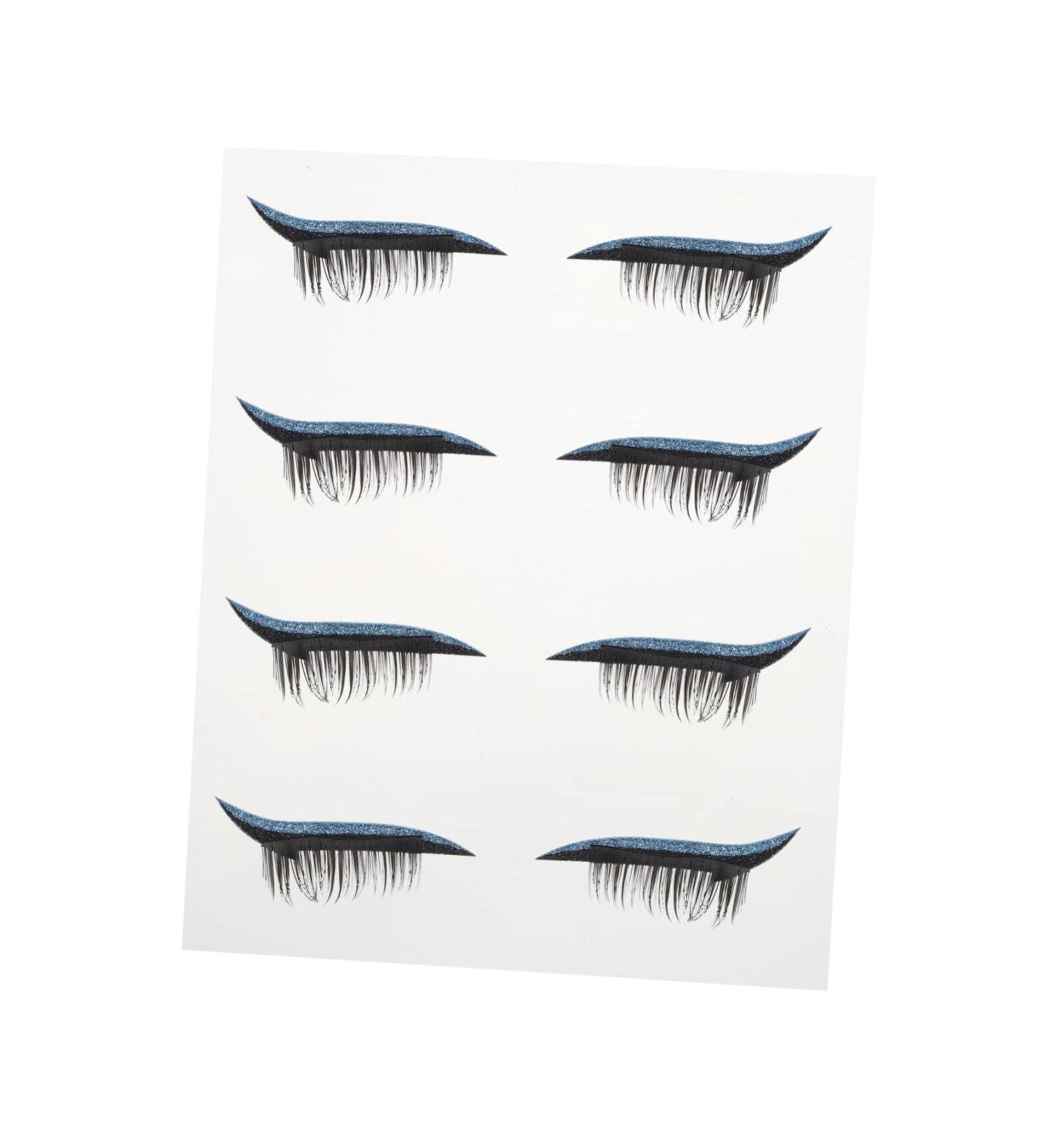 FOMIYES 4 Pairs False Eyelashes Eye Makeup Sticker Stickers Adhesive Eye Line Sticker Eye Line Strip Slim 4x1.5cm Blue - Buy Online on GoSupps.com