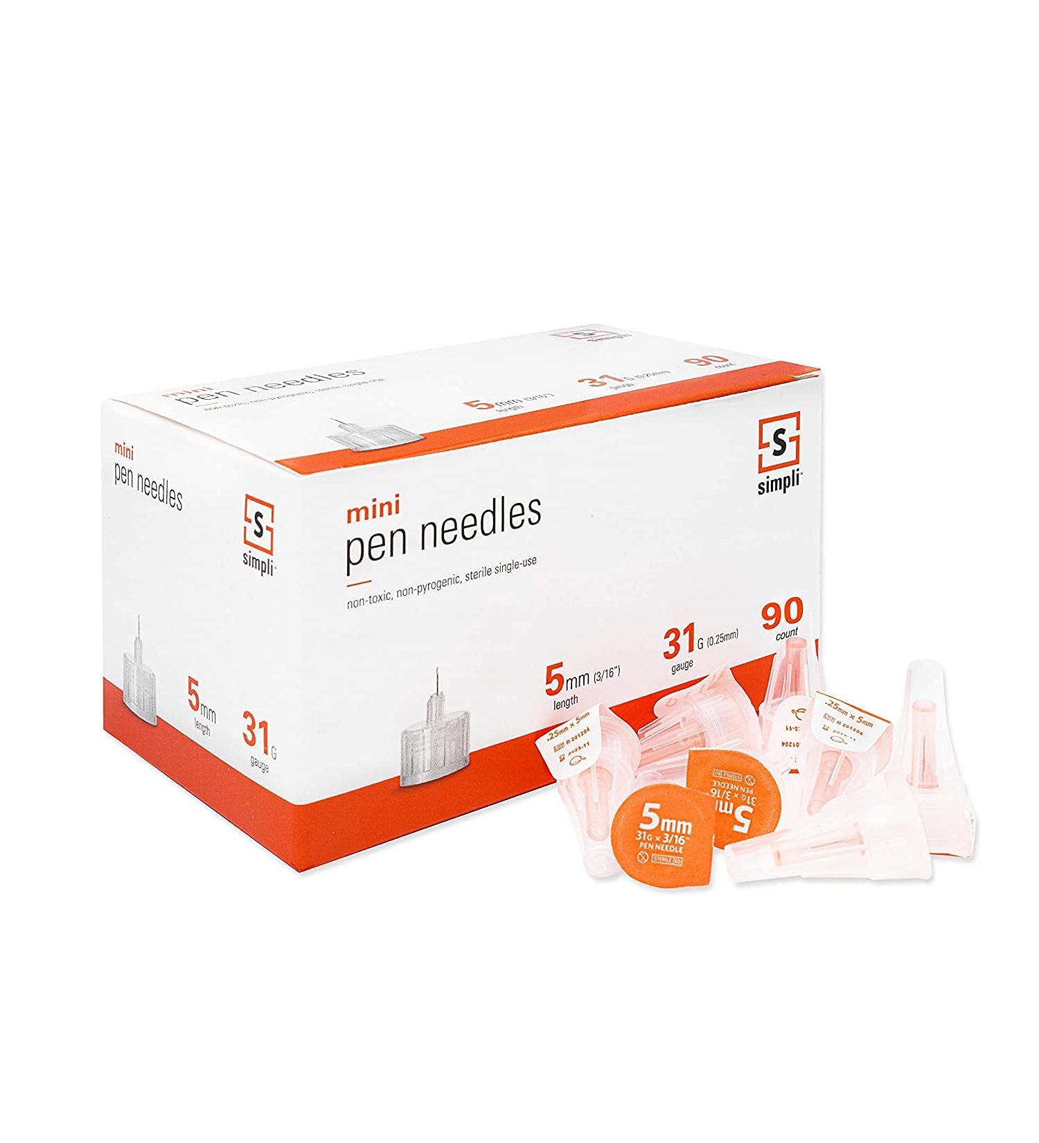 Simpli Insulin Pen Needles - Mini 5mm (3/16) x 31G 90 Count - Compatible with Most Diabetes Pens - Buy Online on GoSupps.com