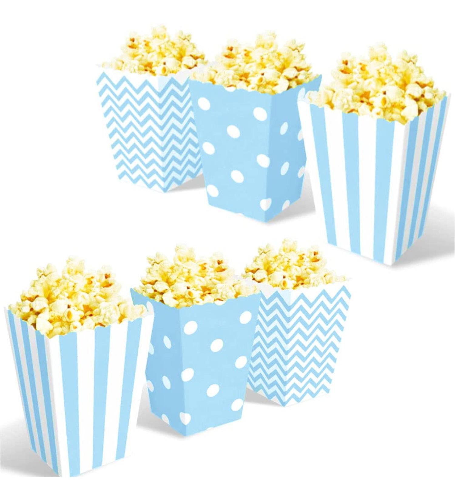 Ouoqi Popcorn Bags - 36 Striped Candy Bar & Snack Box Blue Wave Pattern for Parties Birthdays & Weddings - Buy Online on GoSupps.com