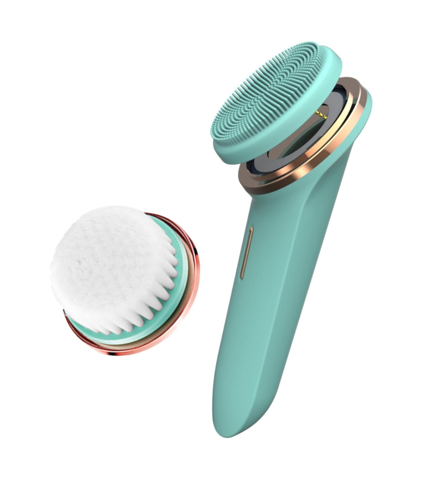 Electric Cleansing Facial Brush | Rechargeable Waterproof Exfoliator | 5-Speed Silicone Scrubber for All Skin Types | Deep Cleanse & Massage - Sea Foam - Buy Online on GoSupps.com