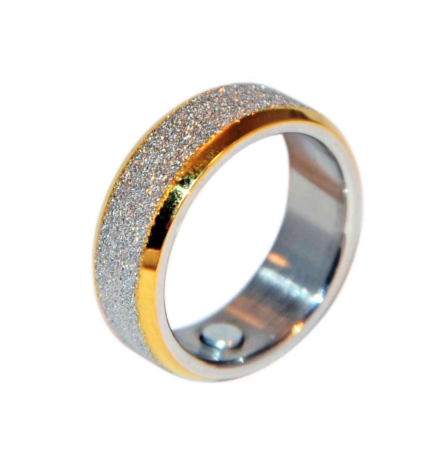 Energetix-4you Bicolor Magnetic Ring 106 | Diamond Dust Silver & Gold Partner Engagement & Wedding Ring | Sizes 16-22 | International Shipping Available - Buy Online on GoSupps.com