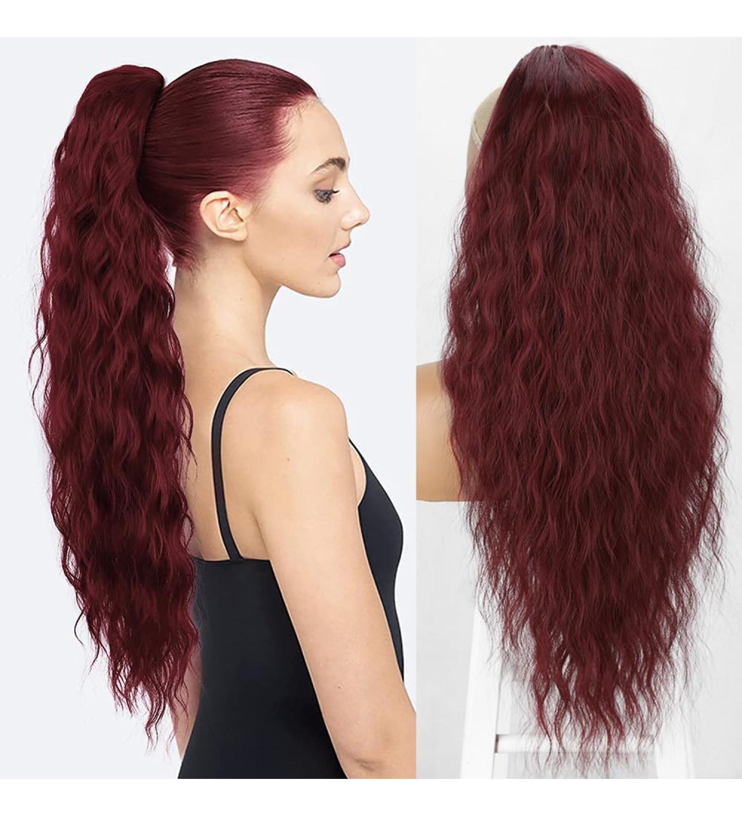 Long Braid Curly Ponytail Extensions 26in Synthetic with Drawsting Ponytail Extension Hairpiece for Women (118 Red) - Buy Online on GoSupps.com
