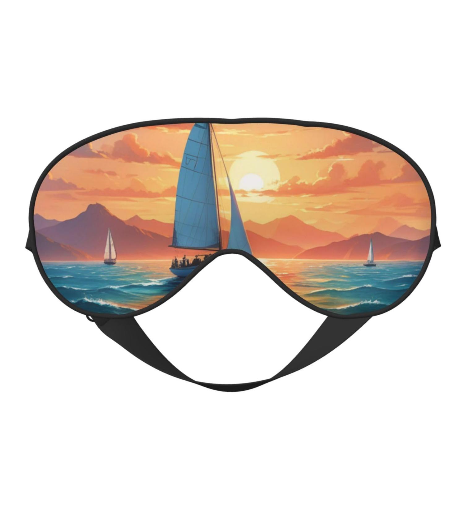 Soft Ocean Sailing Printed Eye Mask - Adjustable Breathable Double-Sided Light Blocking for Sleep | International Shipping - Buy Online on GoSupps.com