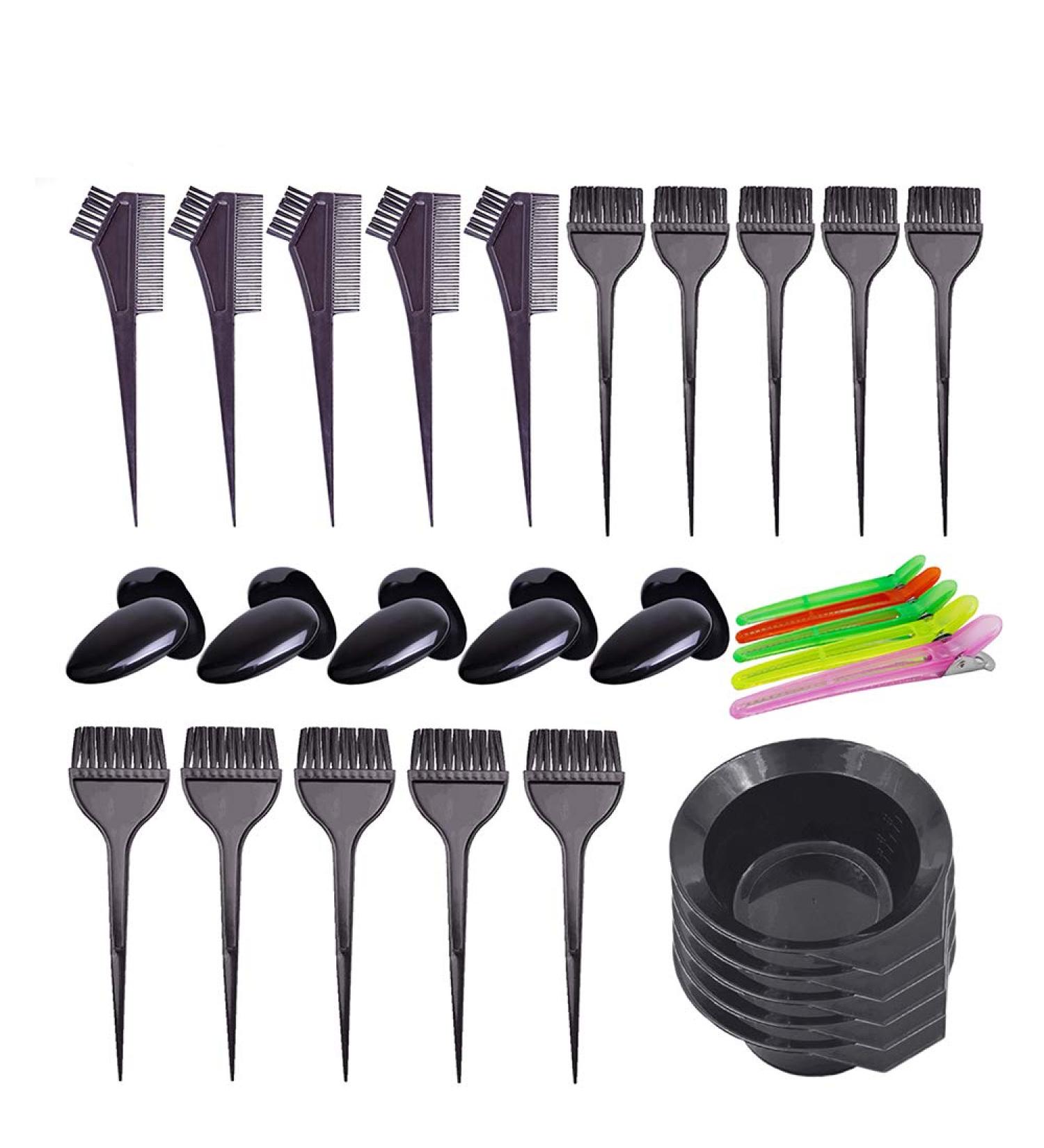 Pcxino 30Pcs Hair Dye Color Brush Bowl Set with Ear Cover and Hair Clip - DIY Salon Hair Coloring Tools - Buy Online on GoSupps.com