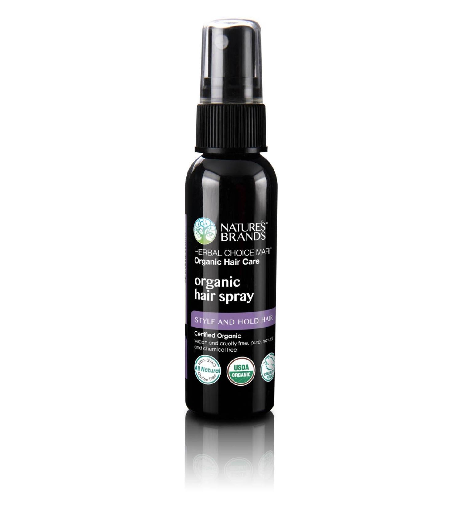 Hair Spray Organic by Herbal Choice Mari (2 Fl Oz Bottle) - No Toxic Synthetic Chemicals 2 Fl Oz (Pack of 1)