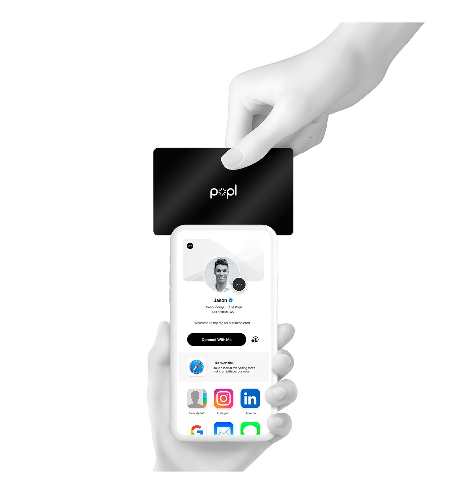Popl Smart NFC Networking Card - Share with a Tap - iPhone & Android (Black) - Buy Online on GoSupps.com