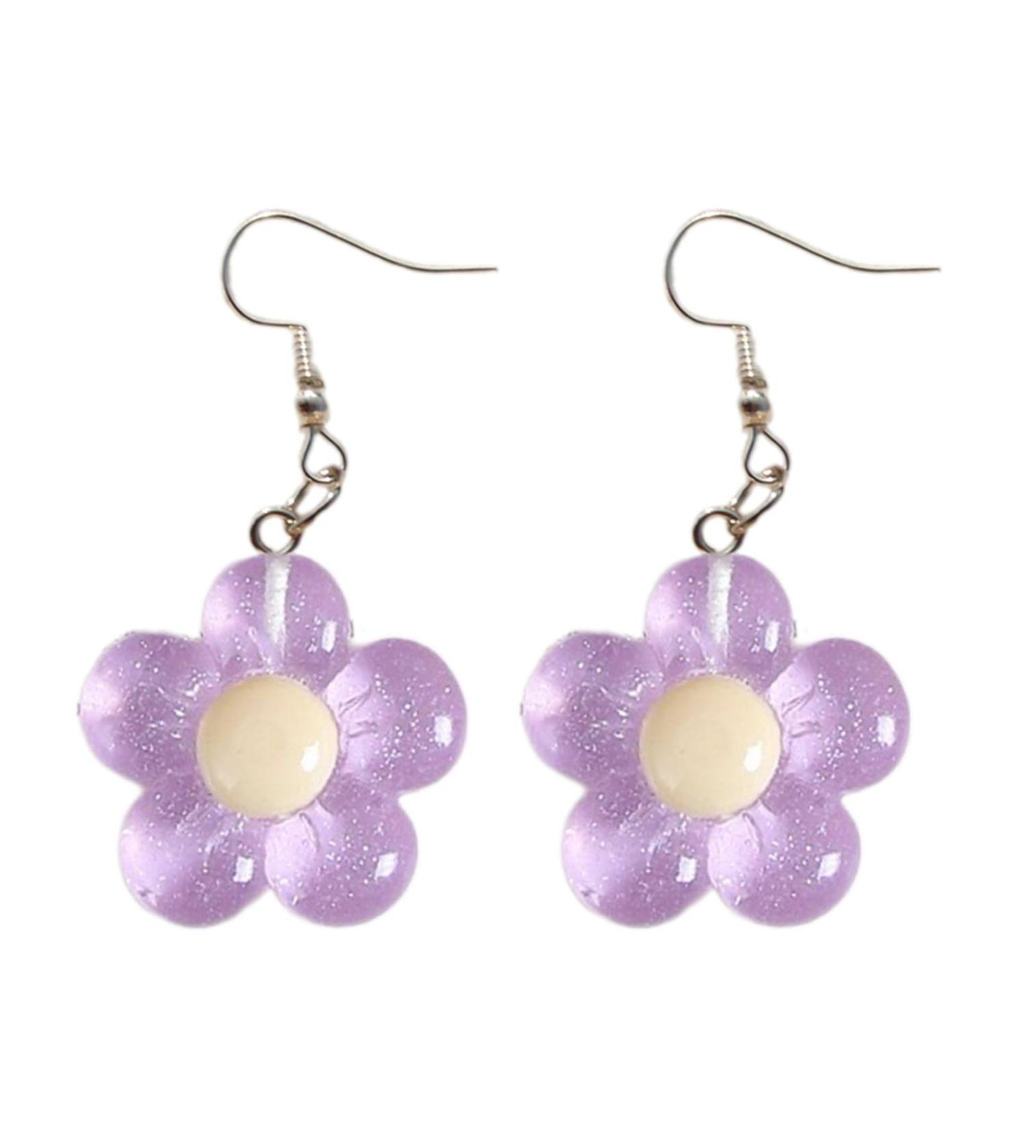 Shop Feyley Earrings | Colorful Resin Flower Dangle Earrings for Parties - Violet Charm Jewelry - Buy Online on GoSupps.com