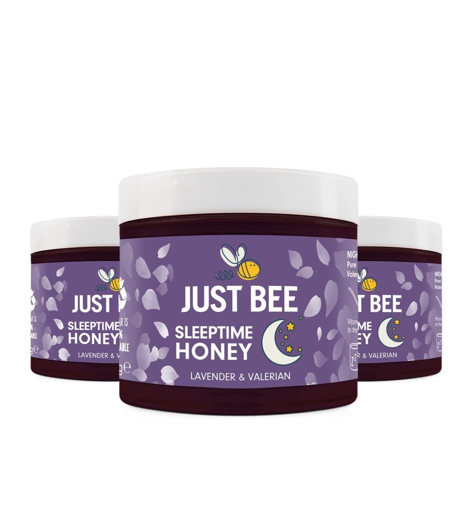Just Bee Sleeptime Honey Multipack Lavender flavoured Natural Honey with Valerian Root and Vitamin B (3x260g jar)