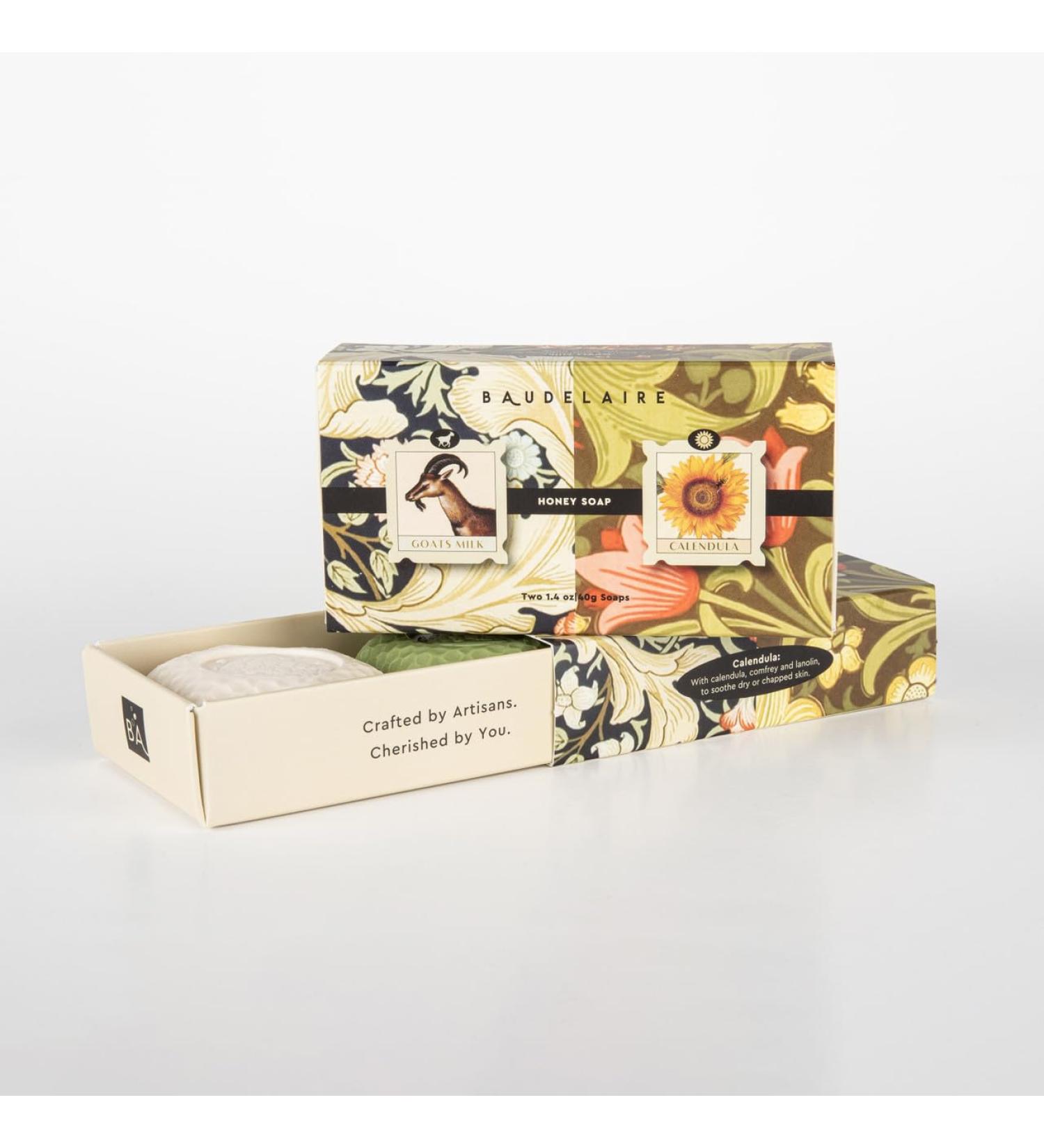 Baudelaire Goats Milk and Calendula Honey Soap 1.4-ounce For Everyday Use Bathroom Use Skin Care Made in France