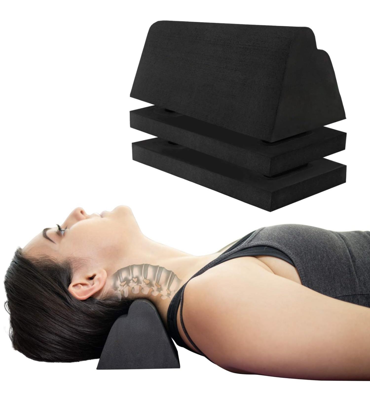 MOILO Cervical traction device EVA foam neck stretcher neck and shoulder relaxer stretcher promotes spinal health alignment (Black) - Buy Online on GoSupps.com